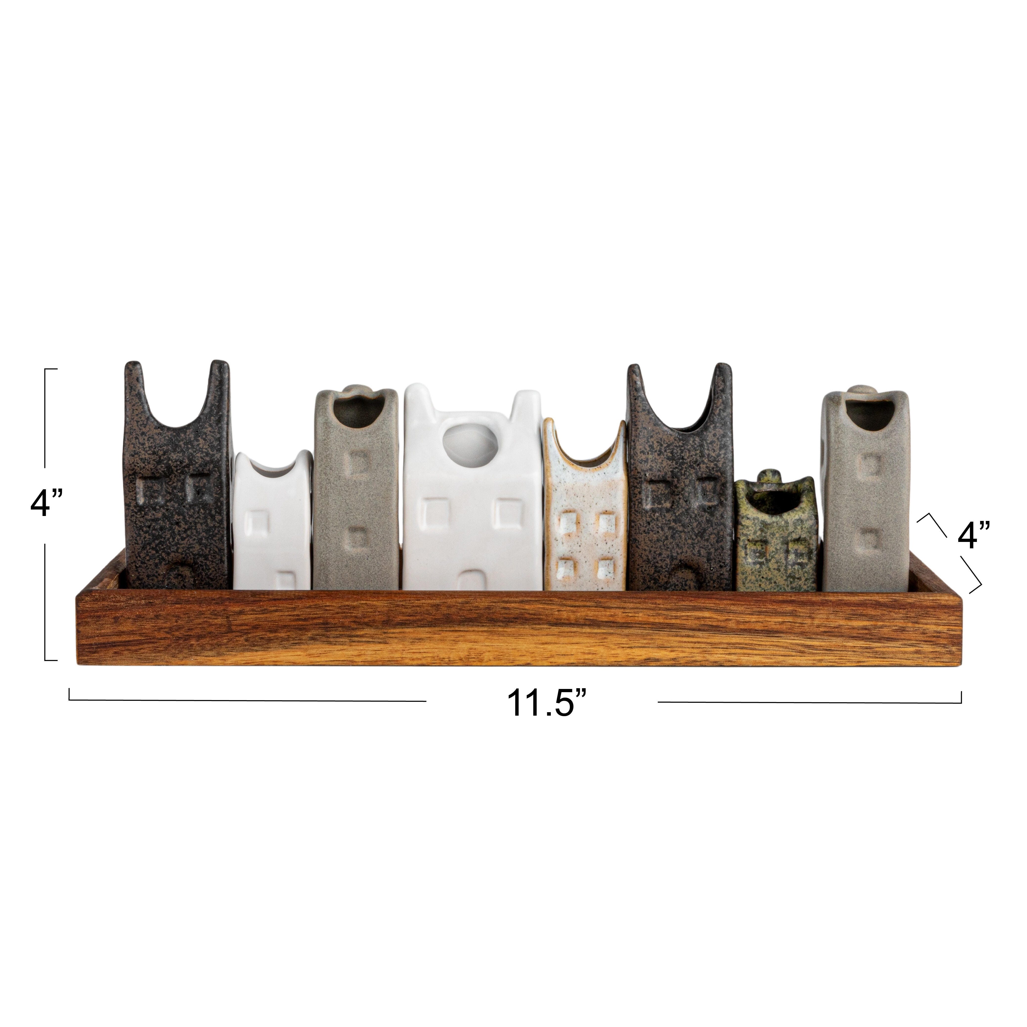 Storied Home Stoneware House-Shaped Vase Set, , large
