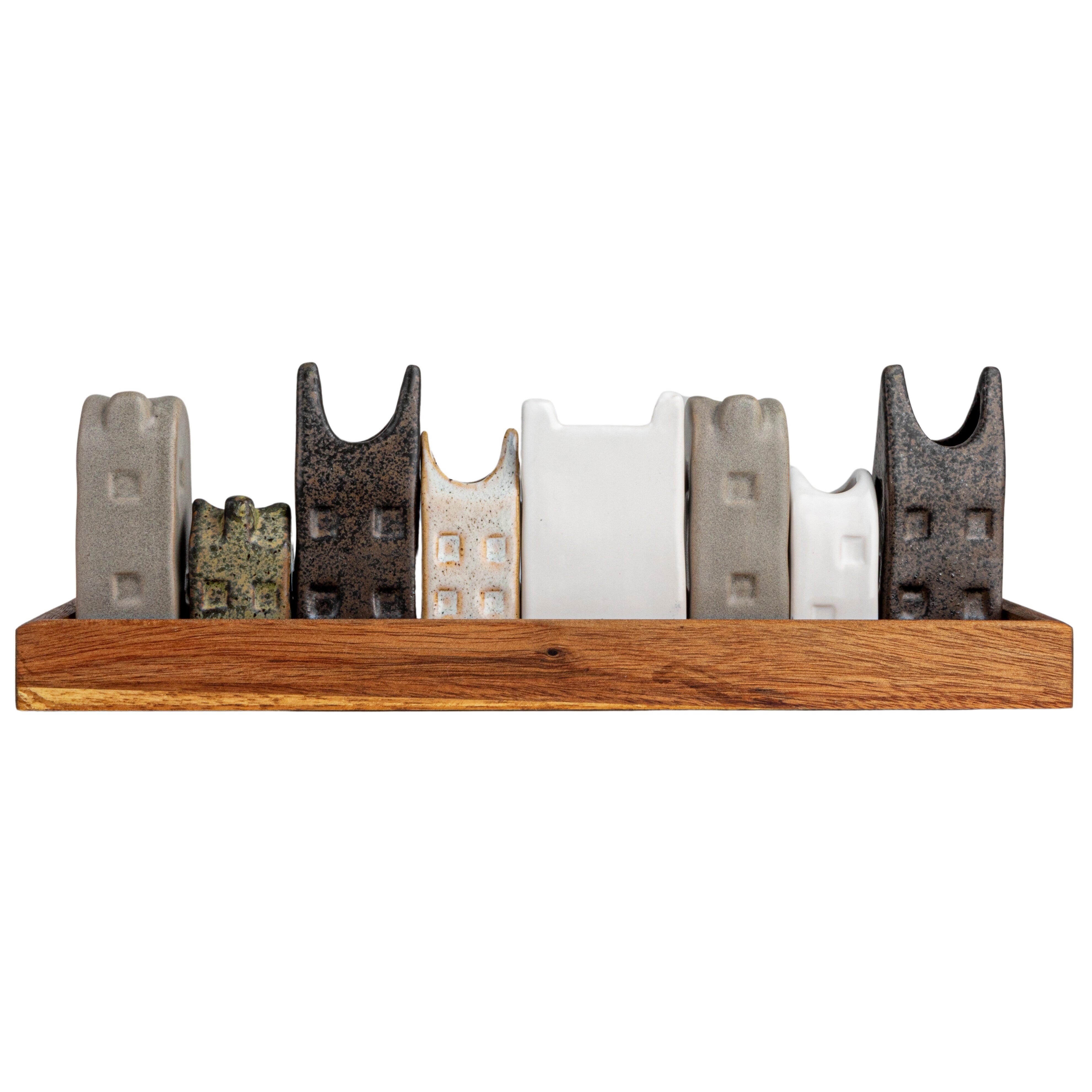 Storied Home Stoneware House-Shaped Vase Set, , large