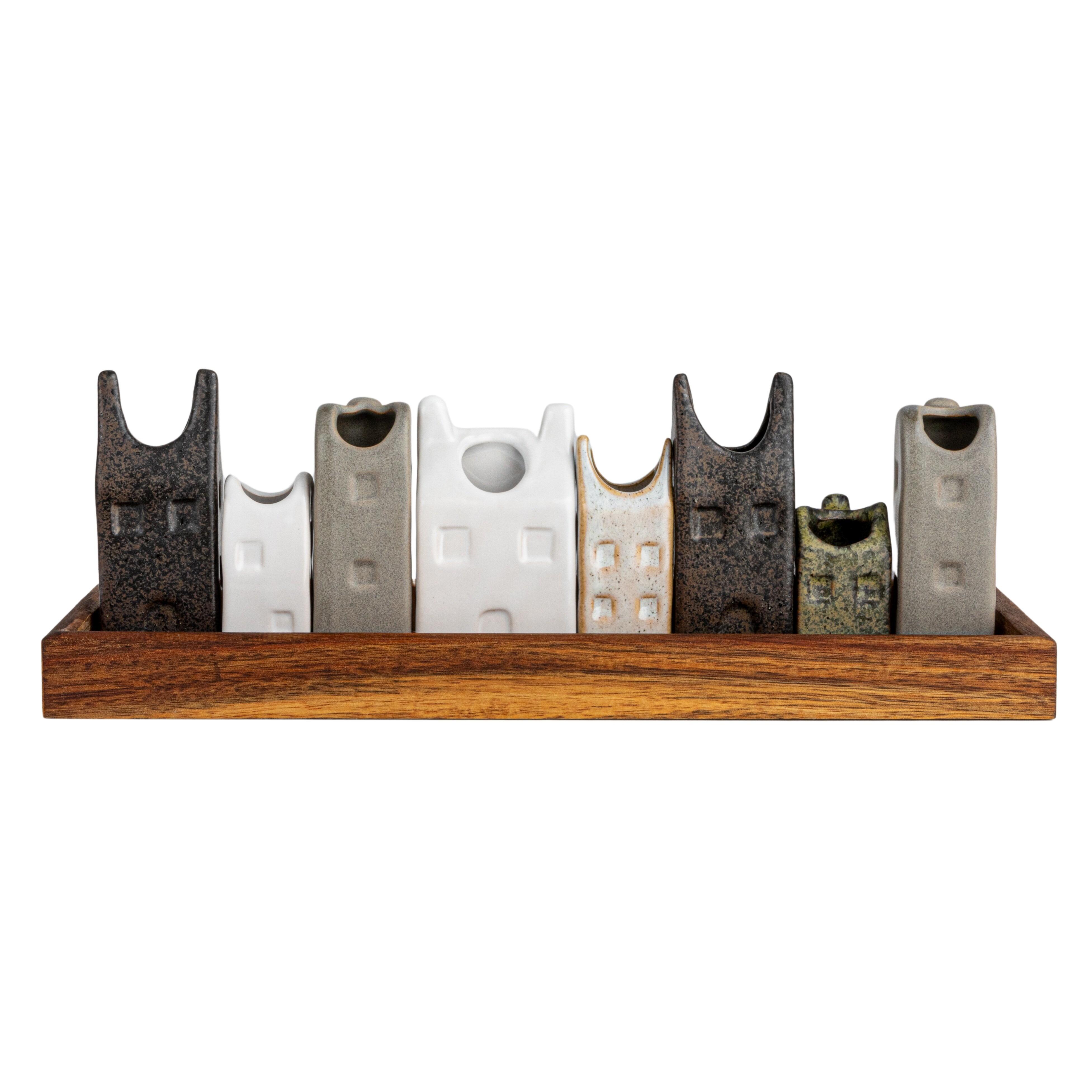 Storied Home Stoneware House-Shaped Vase Set, , large