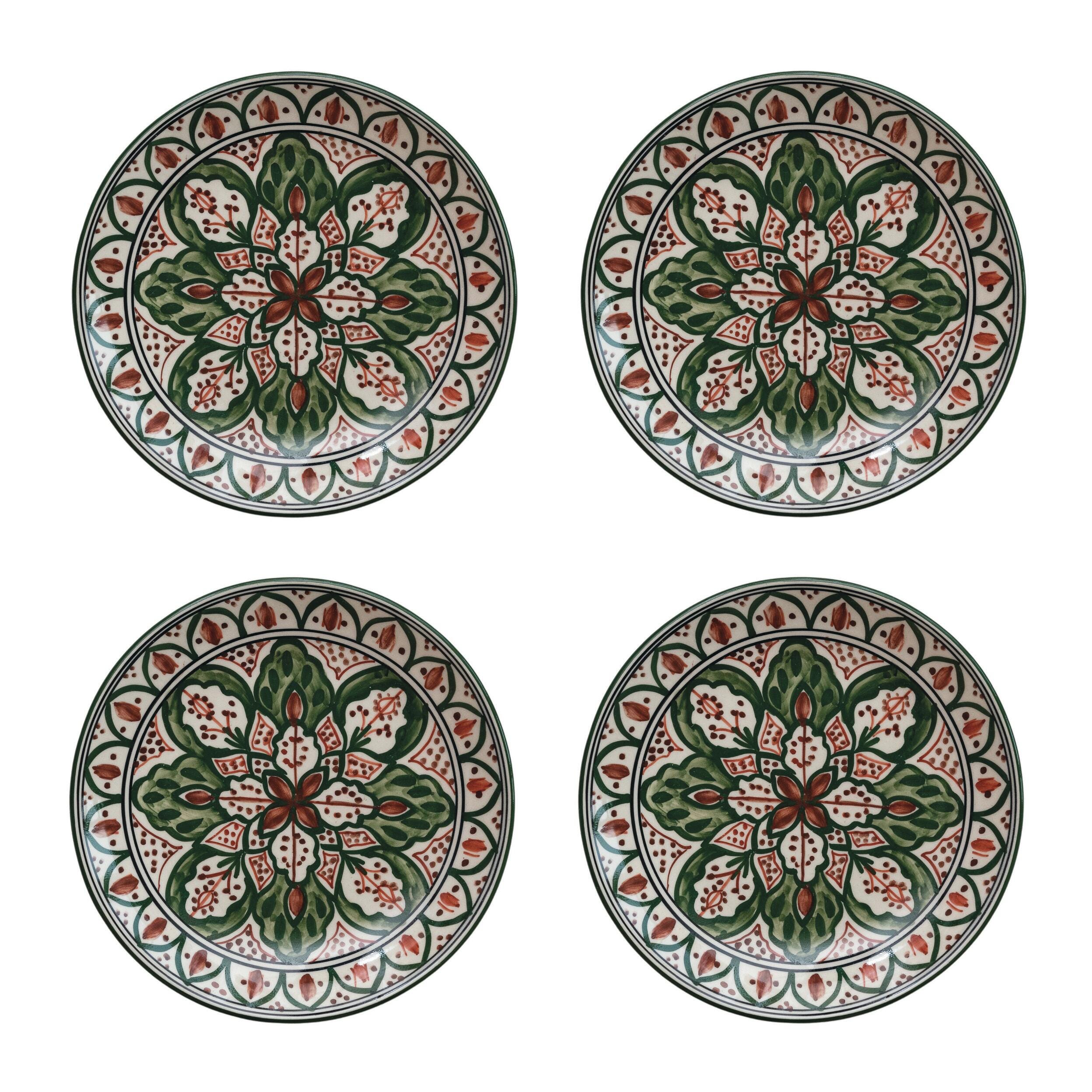 Storied Home Stoneware Botanical Bliss Plates Set of 4, , large