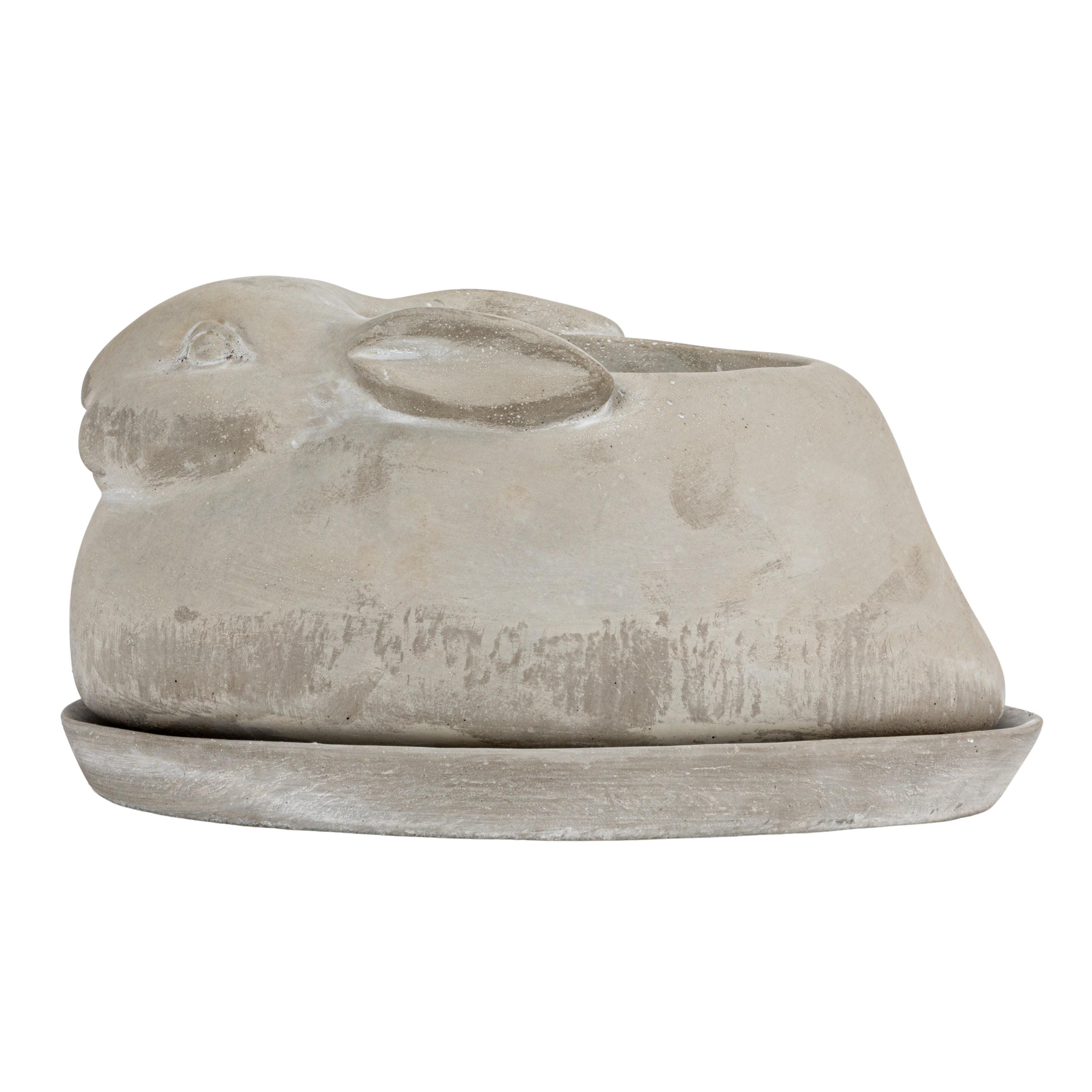 Storied Home Rustic Rabbit Planter with Saucer Set, , large