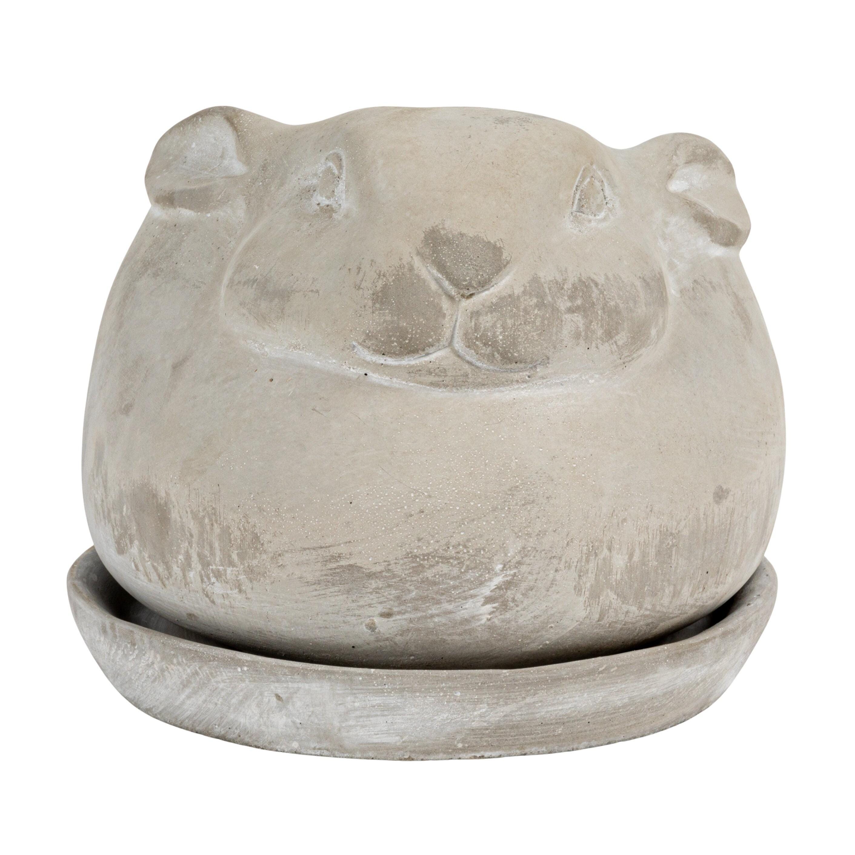 Storied Home Rustic Rabbit Planter with Saucer Set, , large
