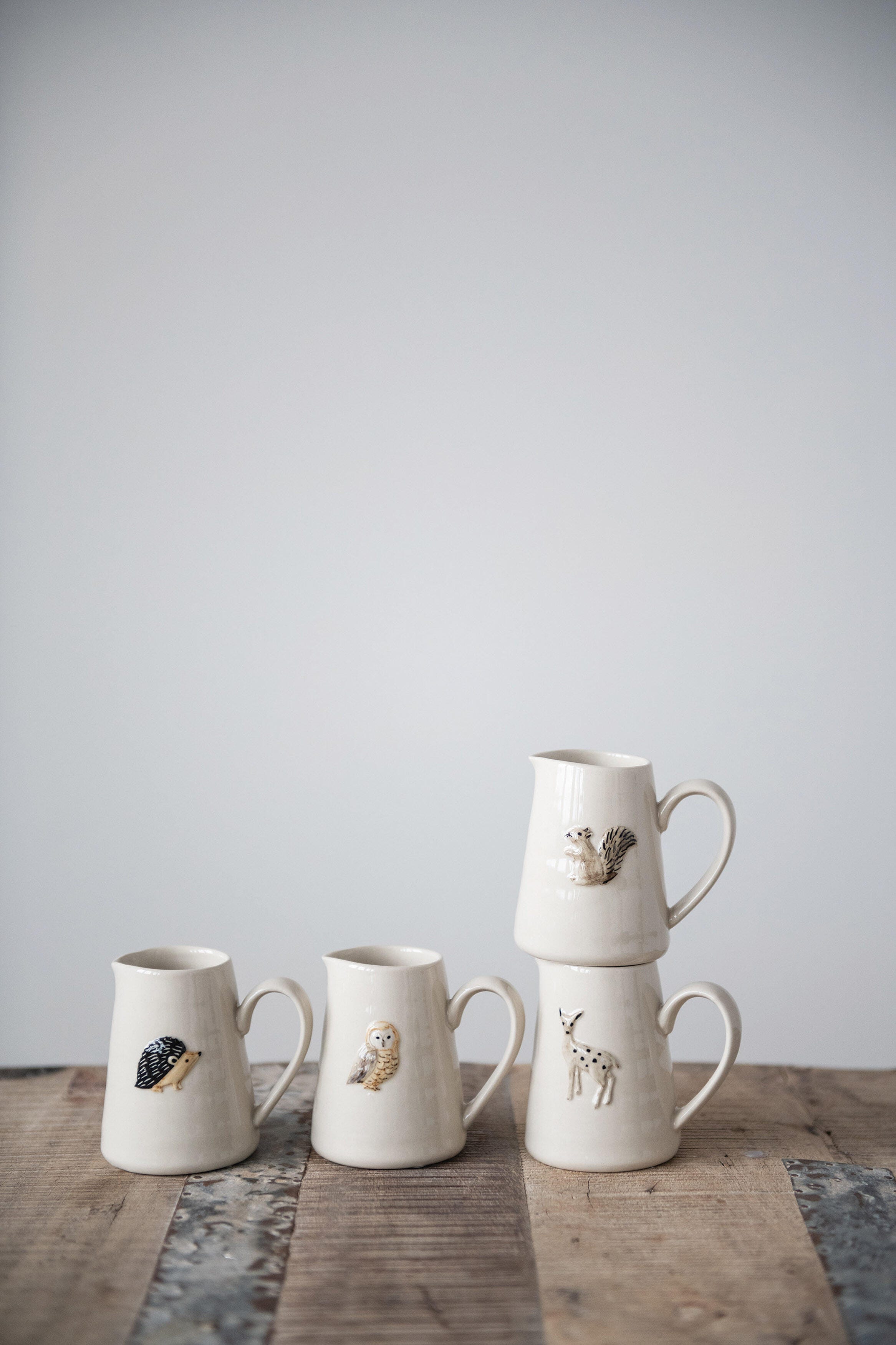Storied Home Embossed Forest Animals Pitchers Set of 4, , large
