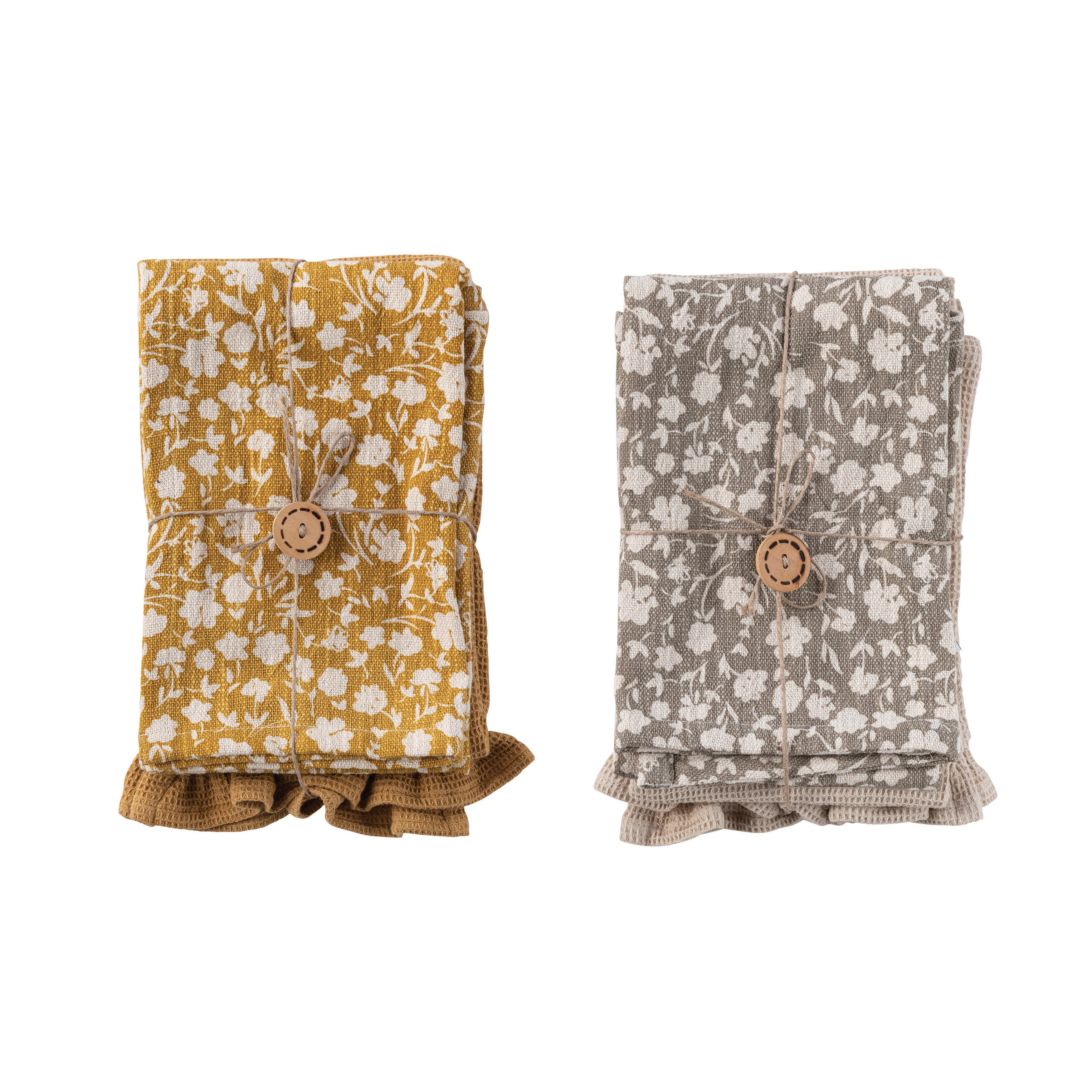 Storied Home Slub Printed Decorative Tea Towel Set of 4, , large