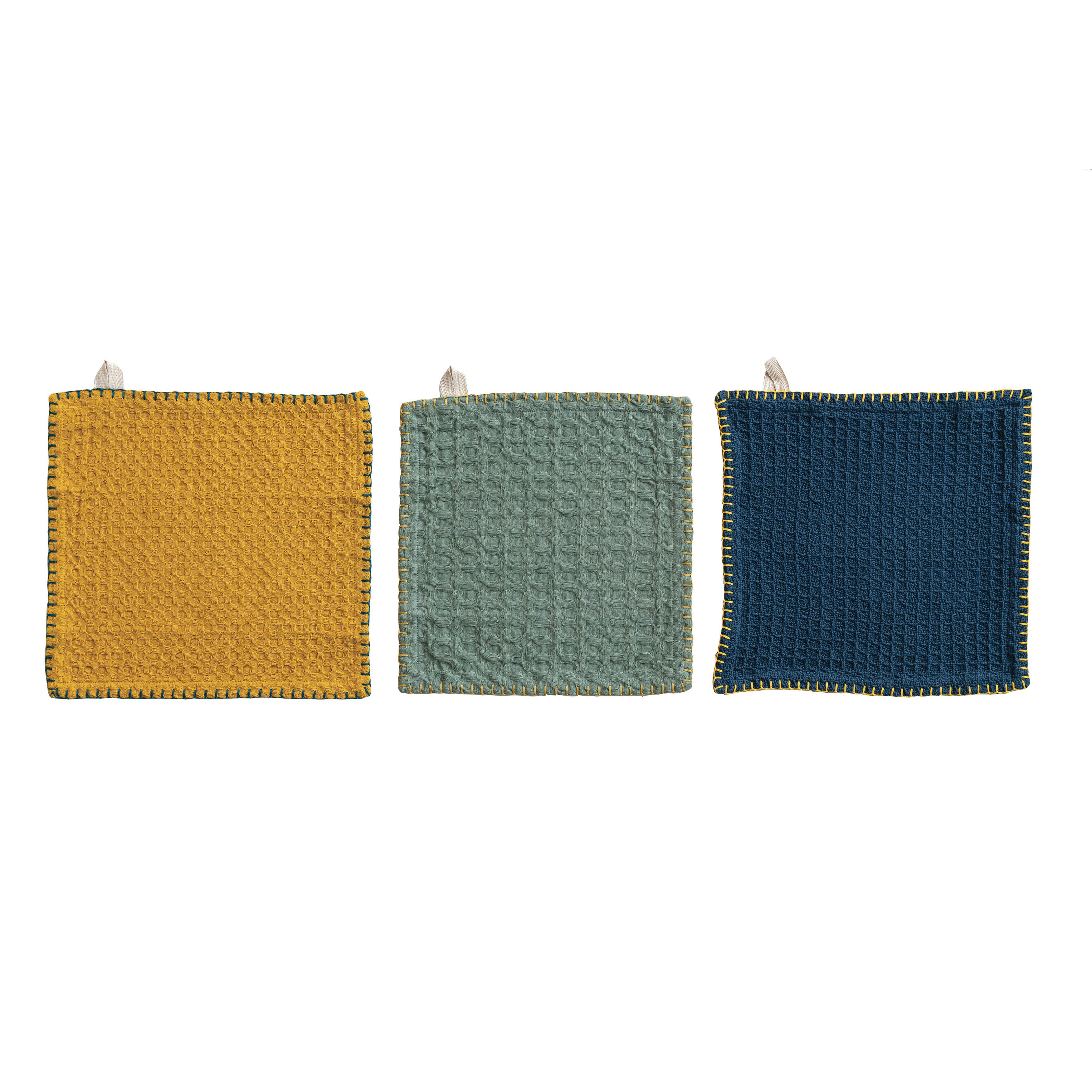 Storied Home Waffle Dishcloth with Board Set of 3, , large
