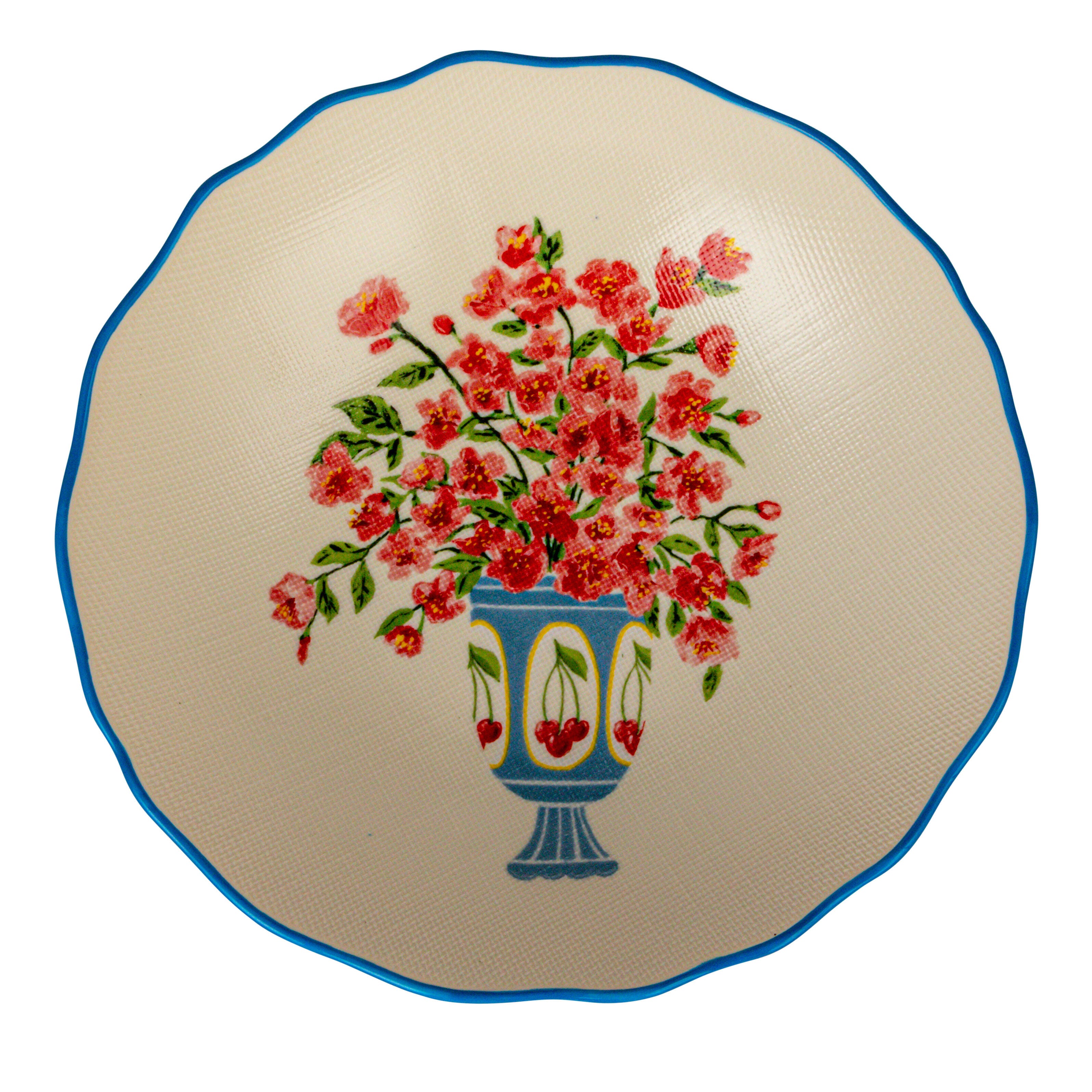 Storied Home Stoneware Country Garden Salad Bowl, , large