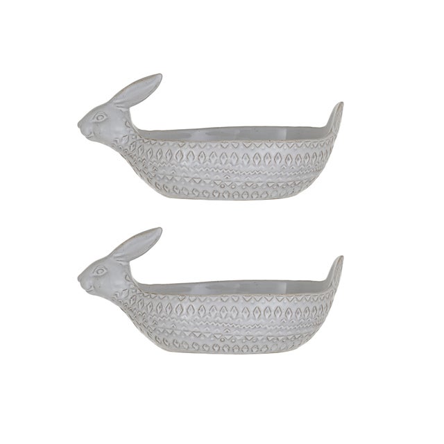 Storied Home Debossed Rabbit Bowl (Set of 2)