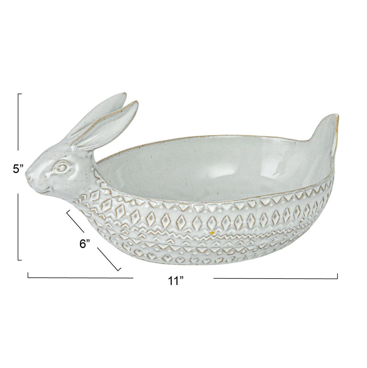 Storied Home Debossed Stoneware Rabbit Bowl Set of 2, , large