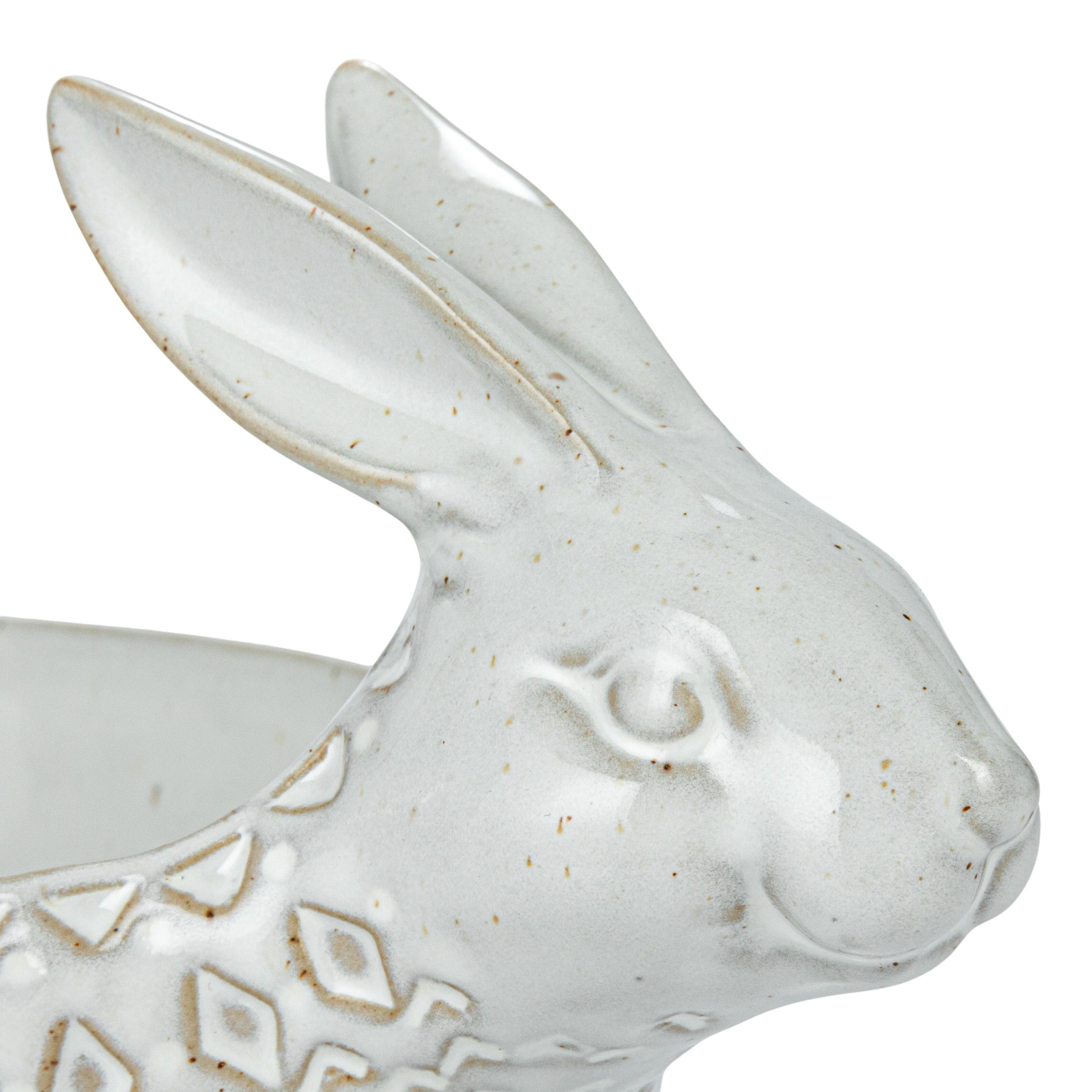 Storied Home Debossed Stoneware Rabbit Bowl Set of 2, , large