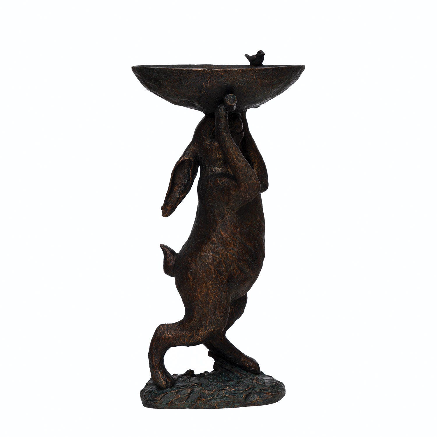 Storied Home Decorative Resin Rabbit Bird Bath, , large