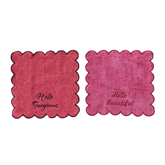 Storied Home Embroidered Bath Towel (Set of 2), Pink