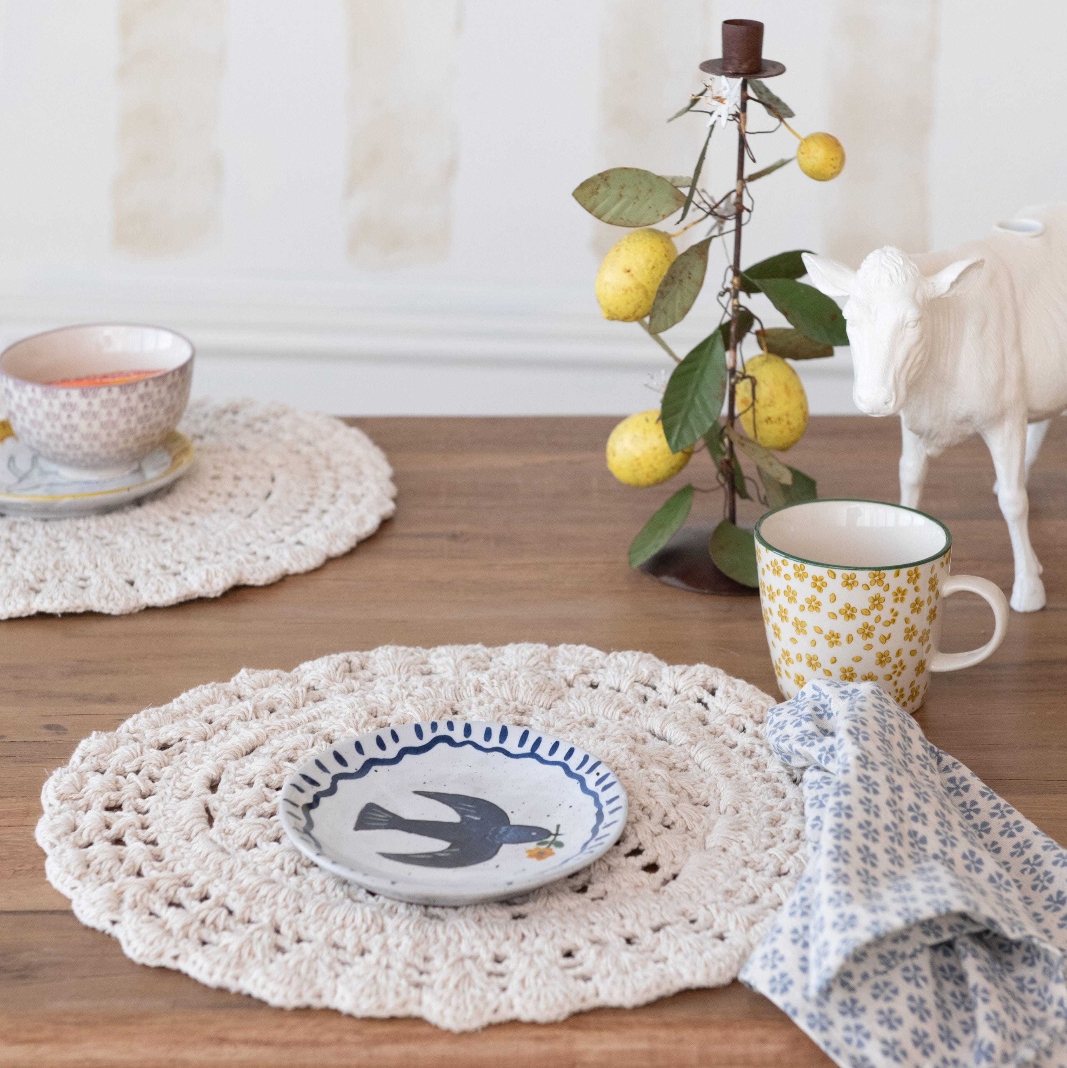 Storied Home Enchanted Fauna Hand-Painted Stoneware Plates Set of 4, , large