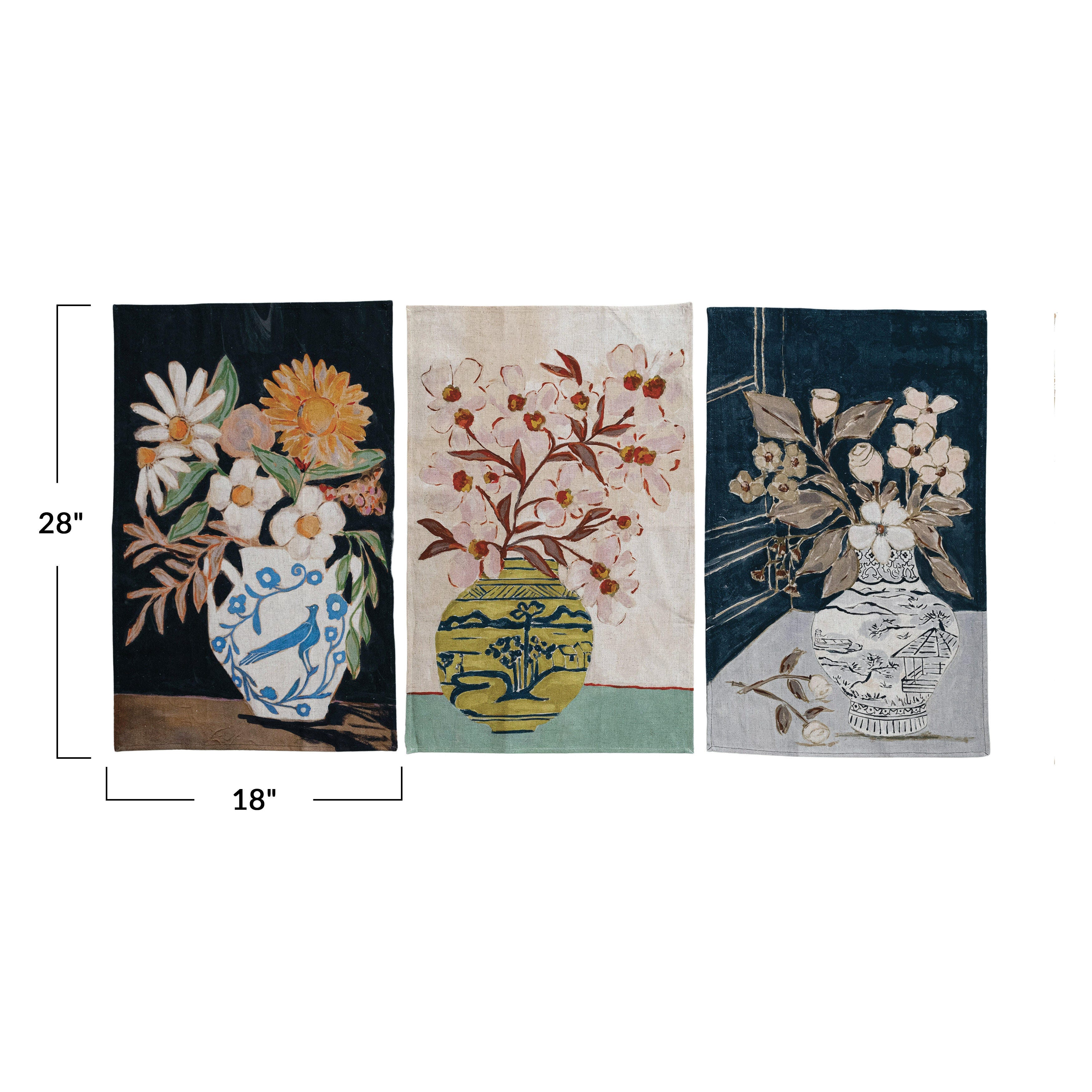 Storied Home Floral Elegance Tea Towel Collection Set of 3, , large