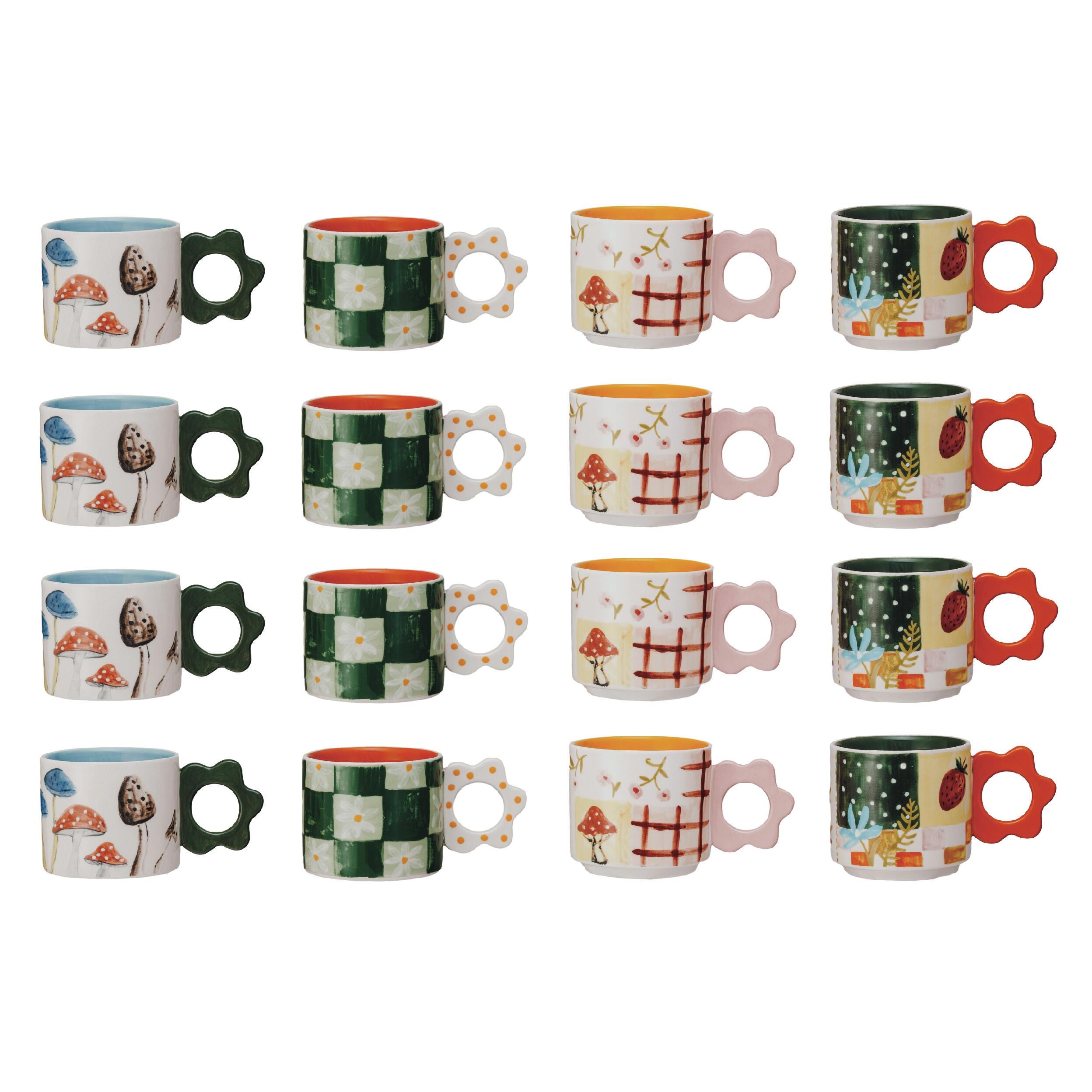 Storied Home Floral Stoneware Mug Set of 4, , large