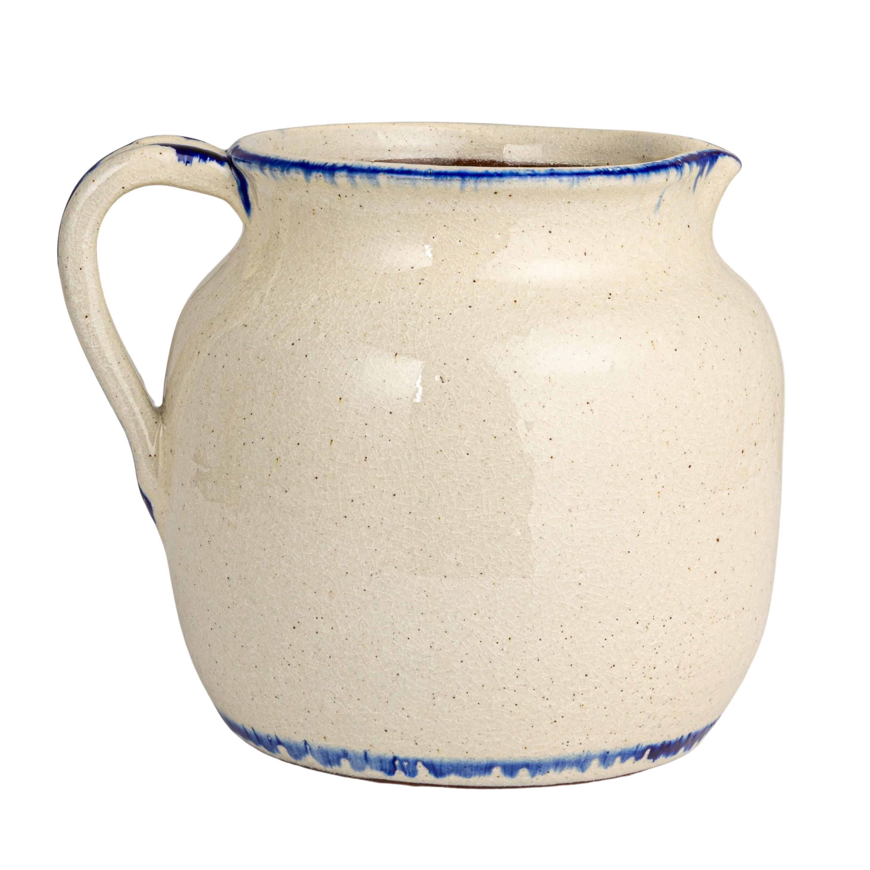 Storied Home Floral Terra-cotta Crackle Glaze Pitcher, , large