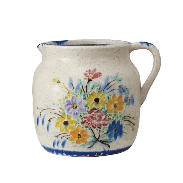 Storied Home Floral Terra-cotta Crackle Glaze Pitcher, Multi