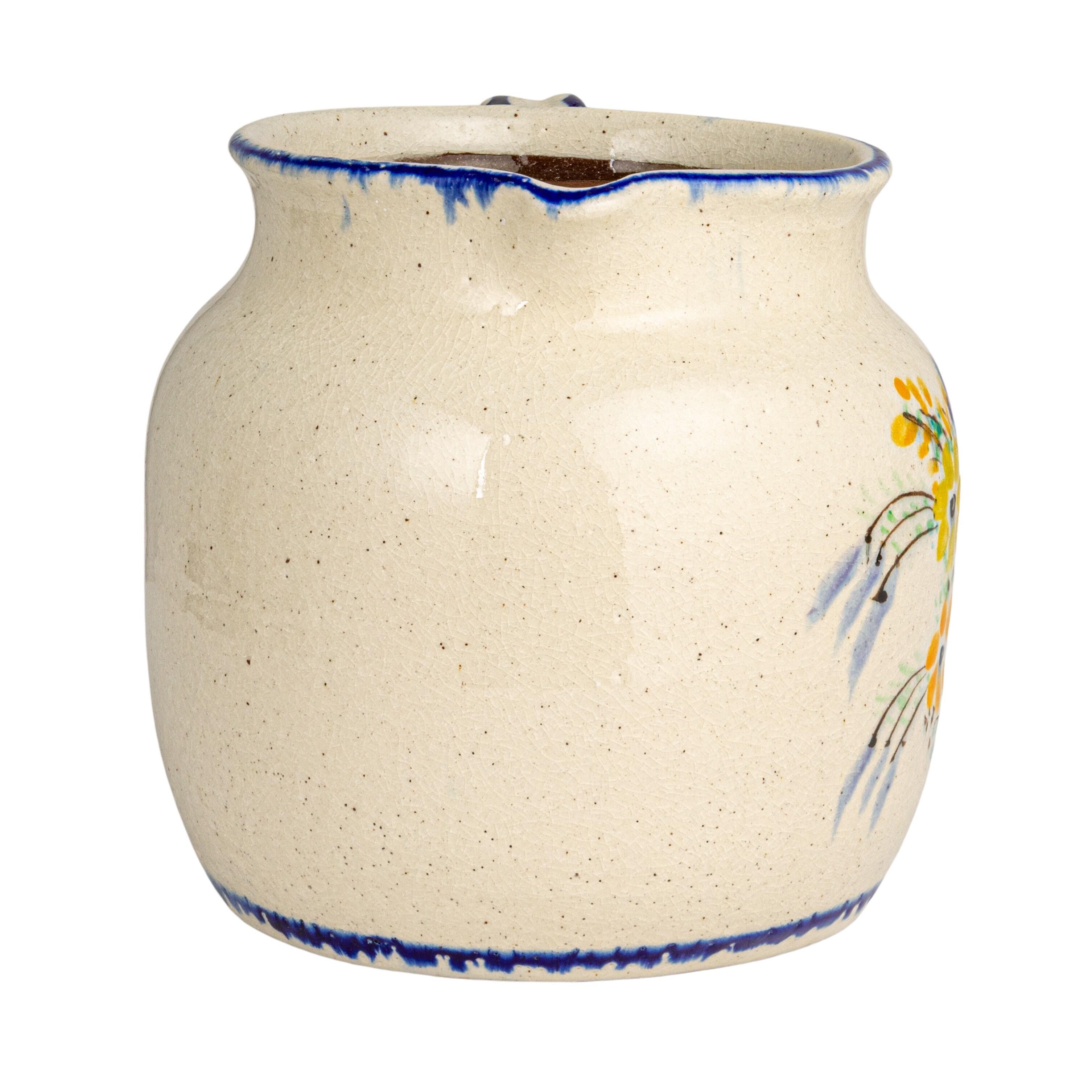Storied Home Floral Terra-cotta Crackle Glaze Pitcher, , large