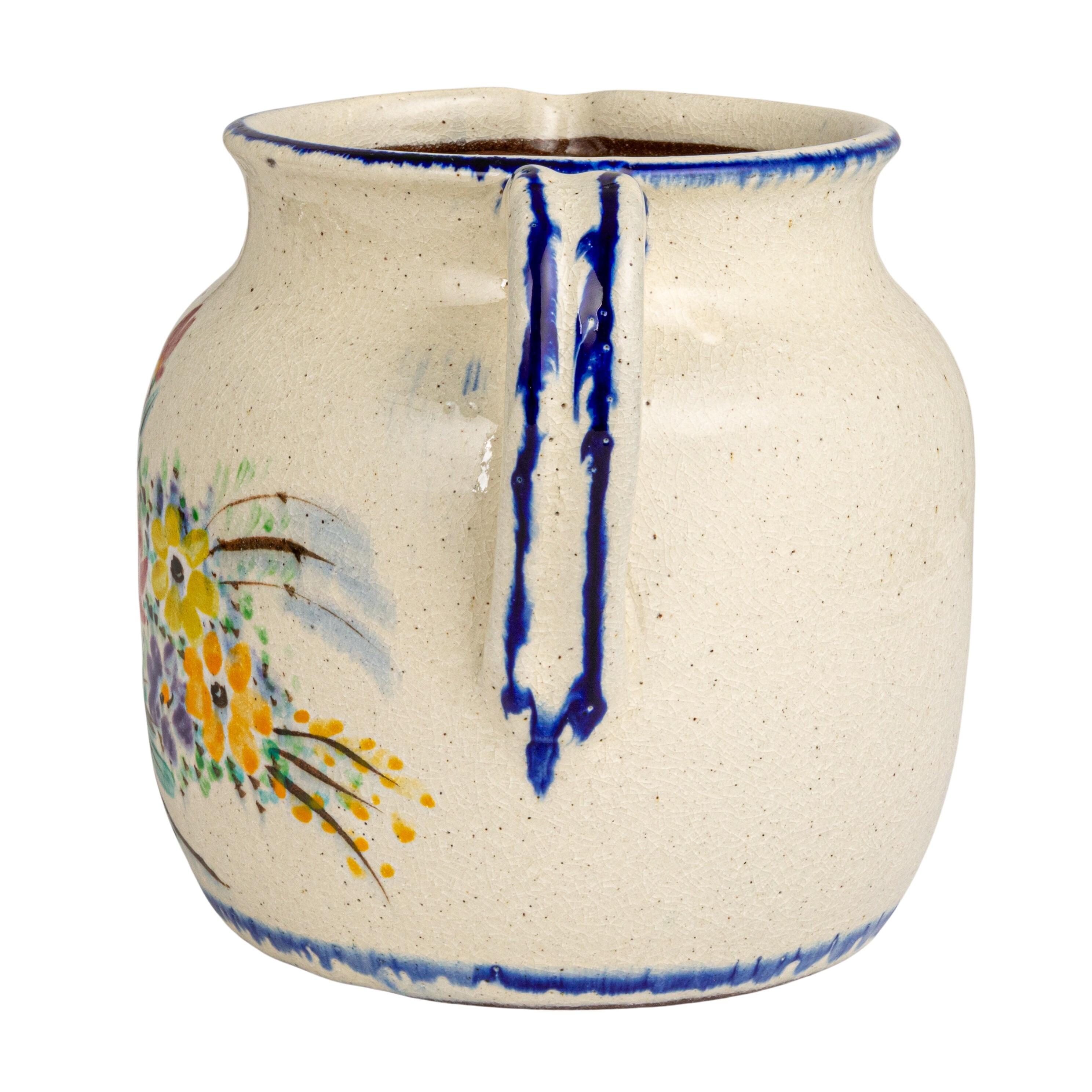 Storied Home Floral Terra-cotta Crackle Glaze Pitcher, , large