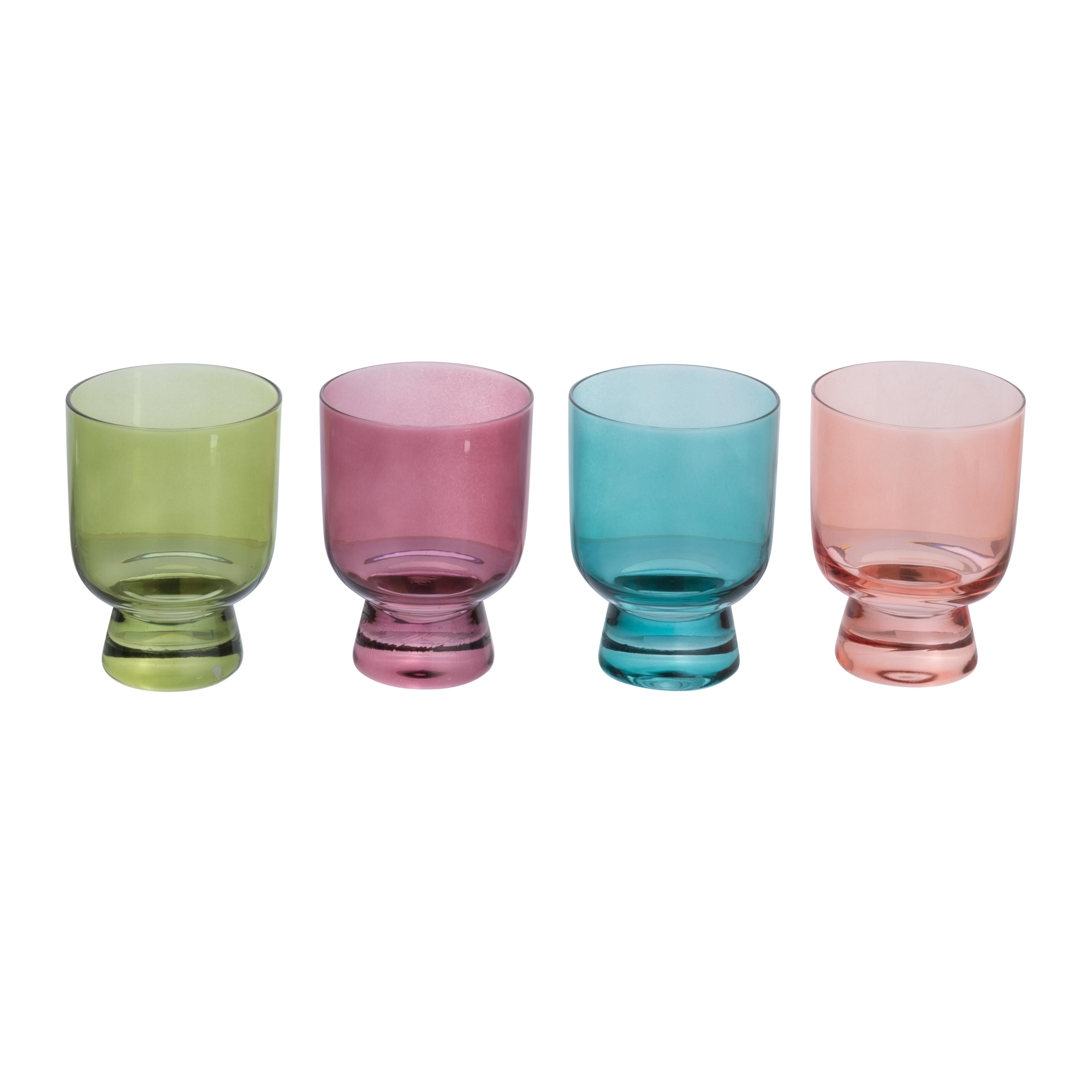 Storied Home Hand Blown Footed Drinking Glasses Set of 4, , large