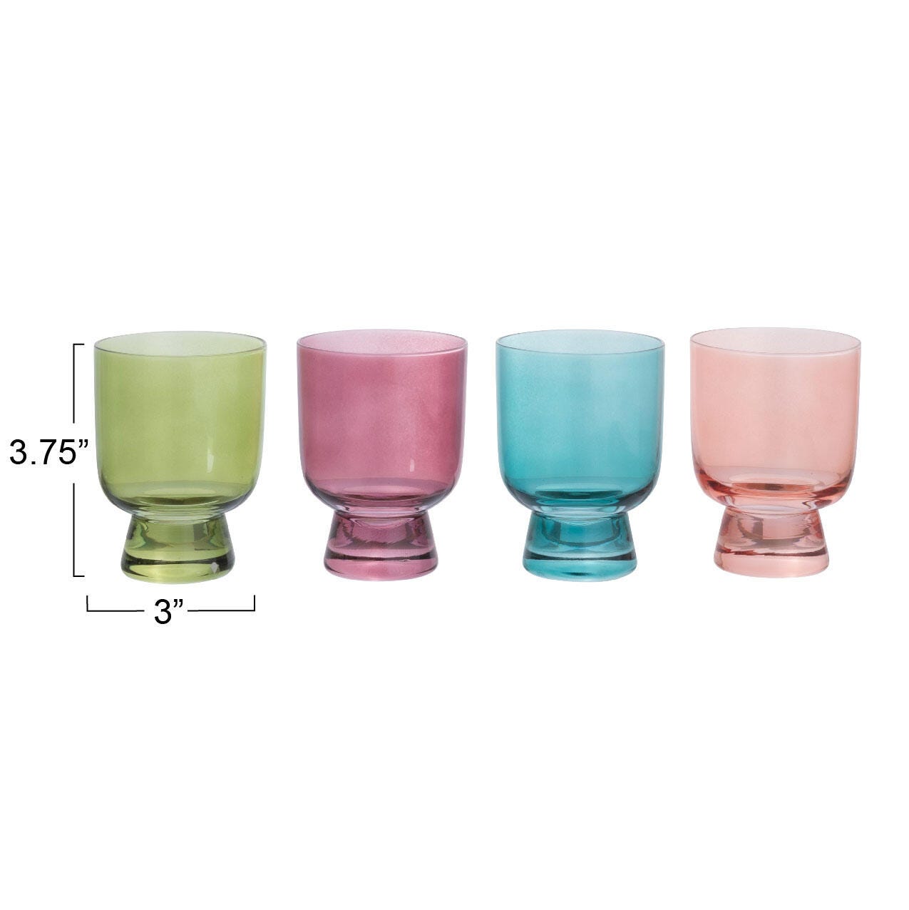 Storied Home Hand Blown Footed Drinking Glasses Set of 4, , large