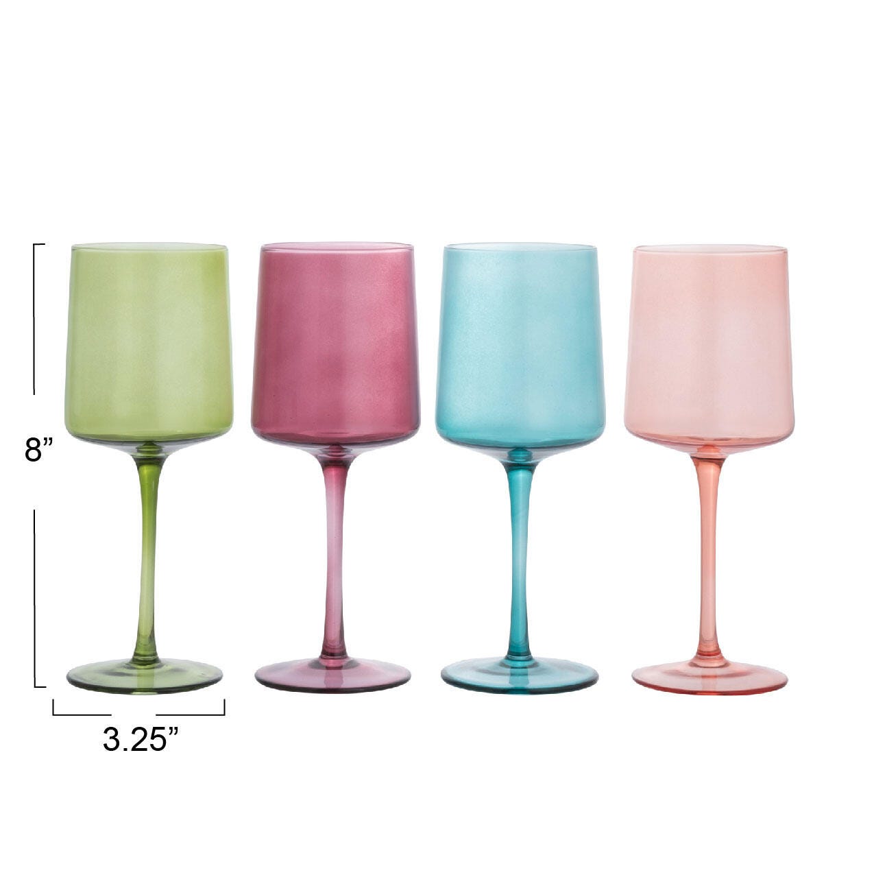 Storied Home Hand Blown Stemmed Wine Glasses Set of 4, , large