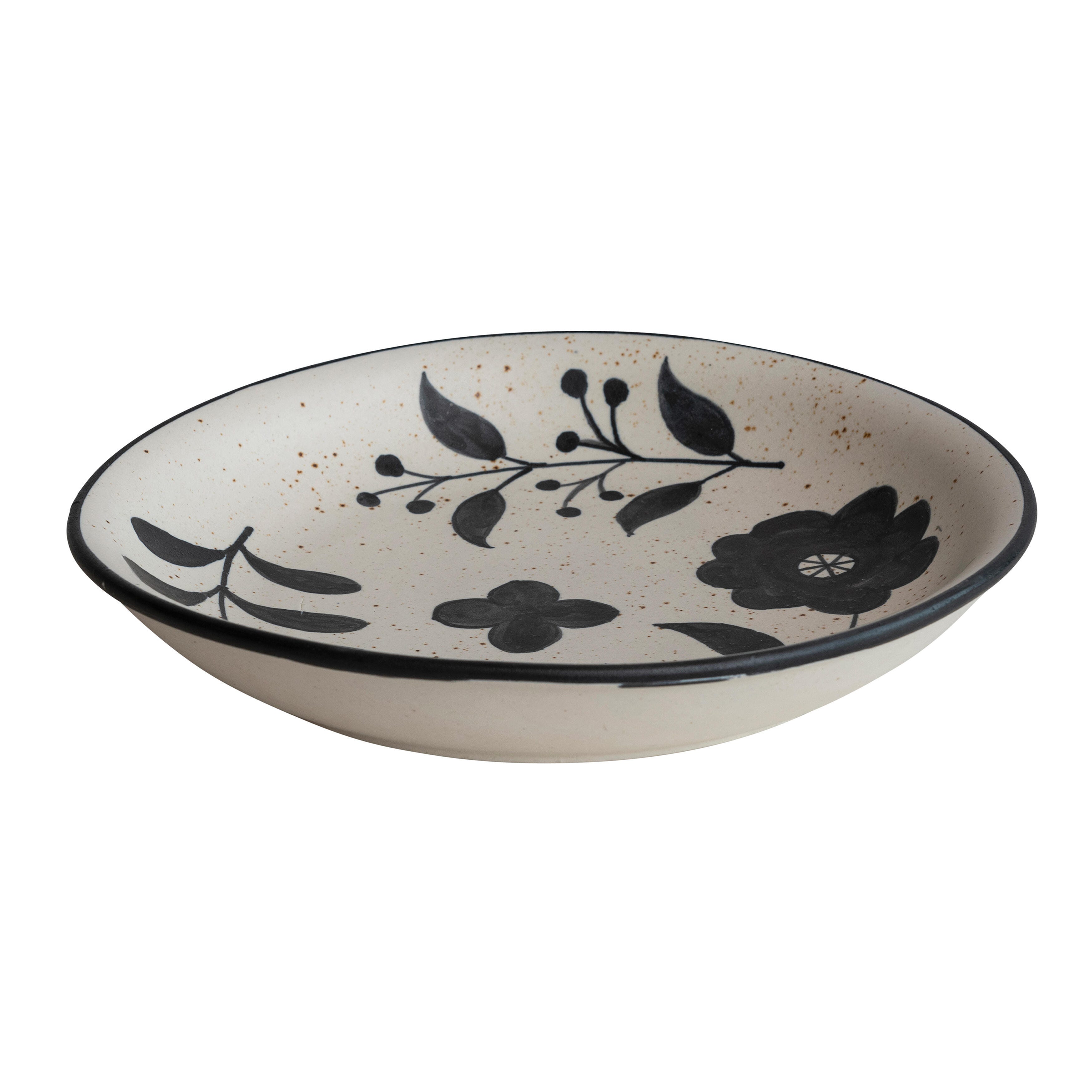 Storied Home Stoneware Hand Painted Bowl with Floral Design, , large