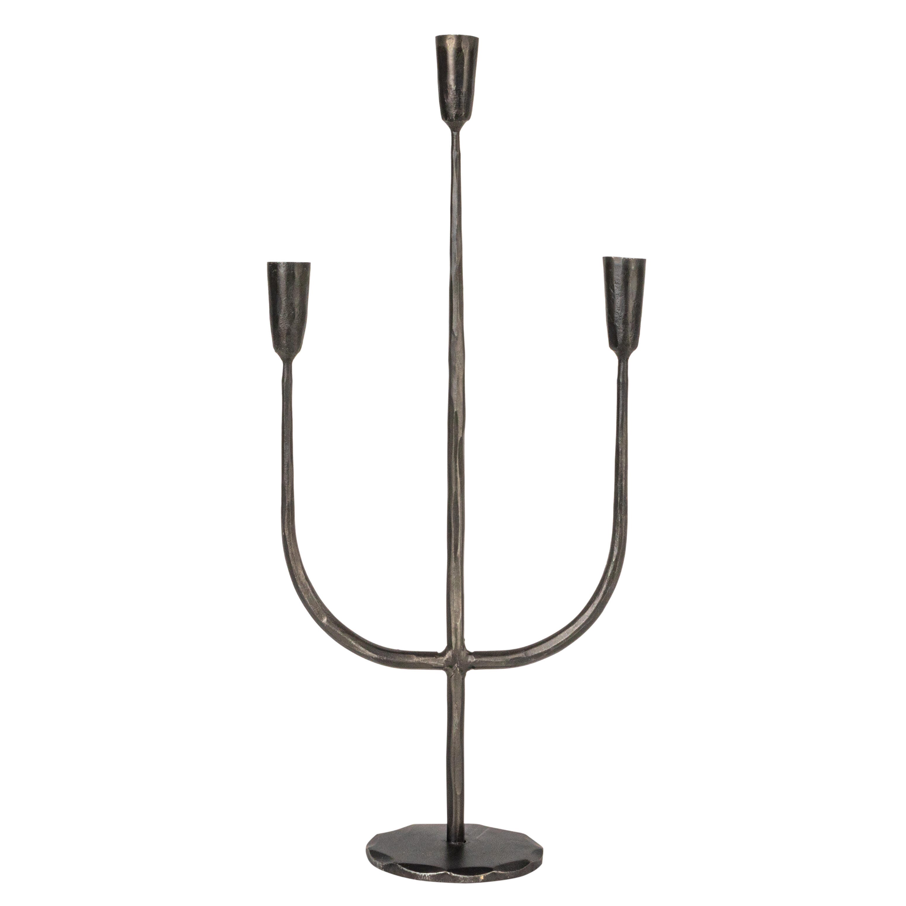 Storied Home Hand-Forged Candelabra, Black, large