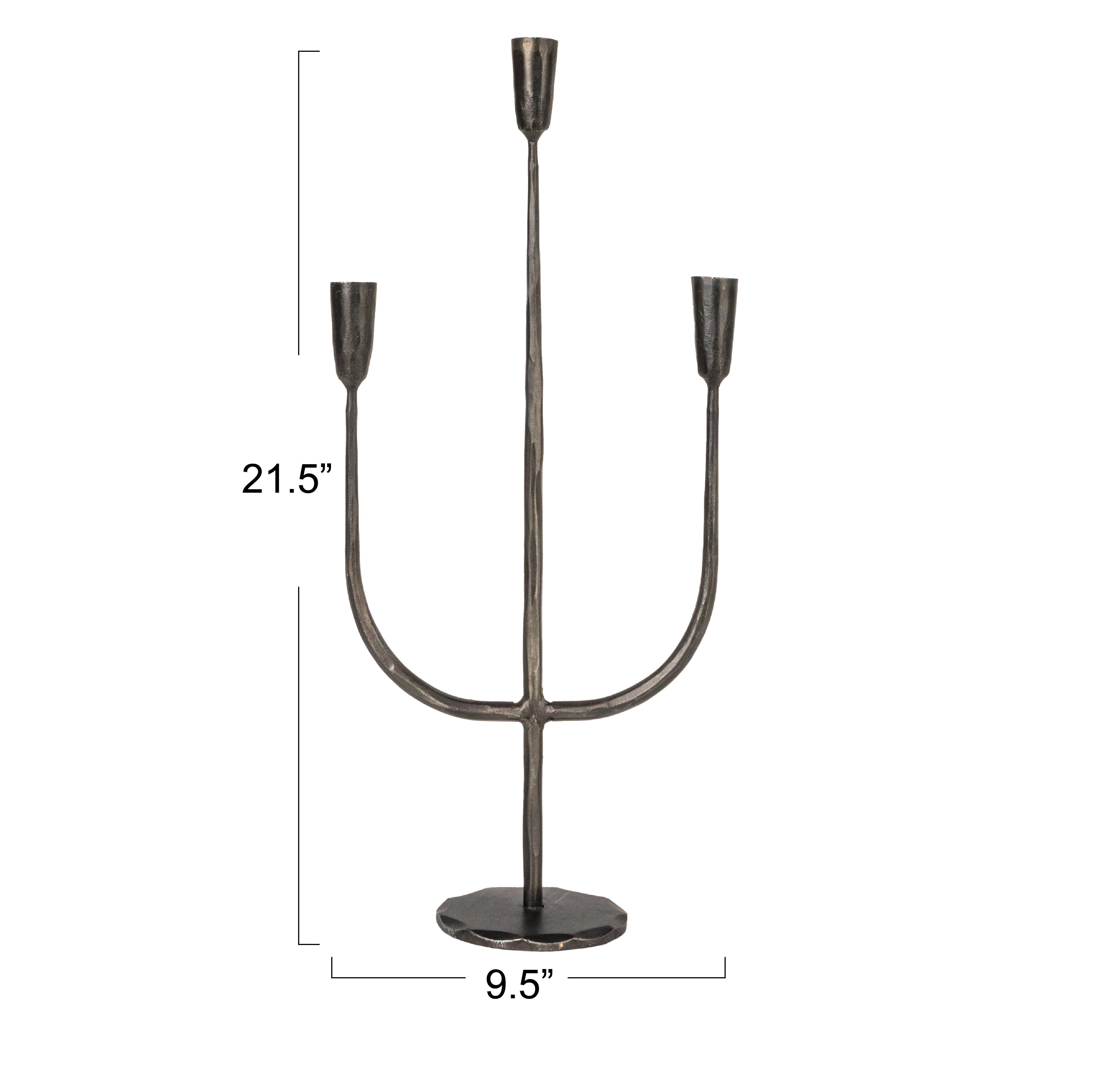 Storied Home Hand-Forged Candelabra, Black, large