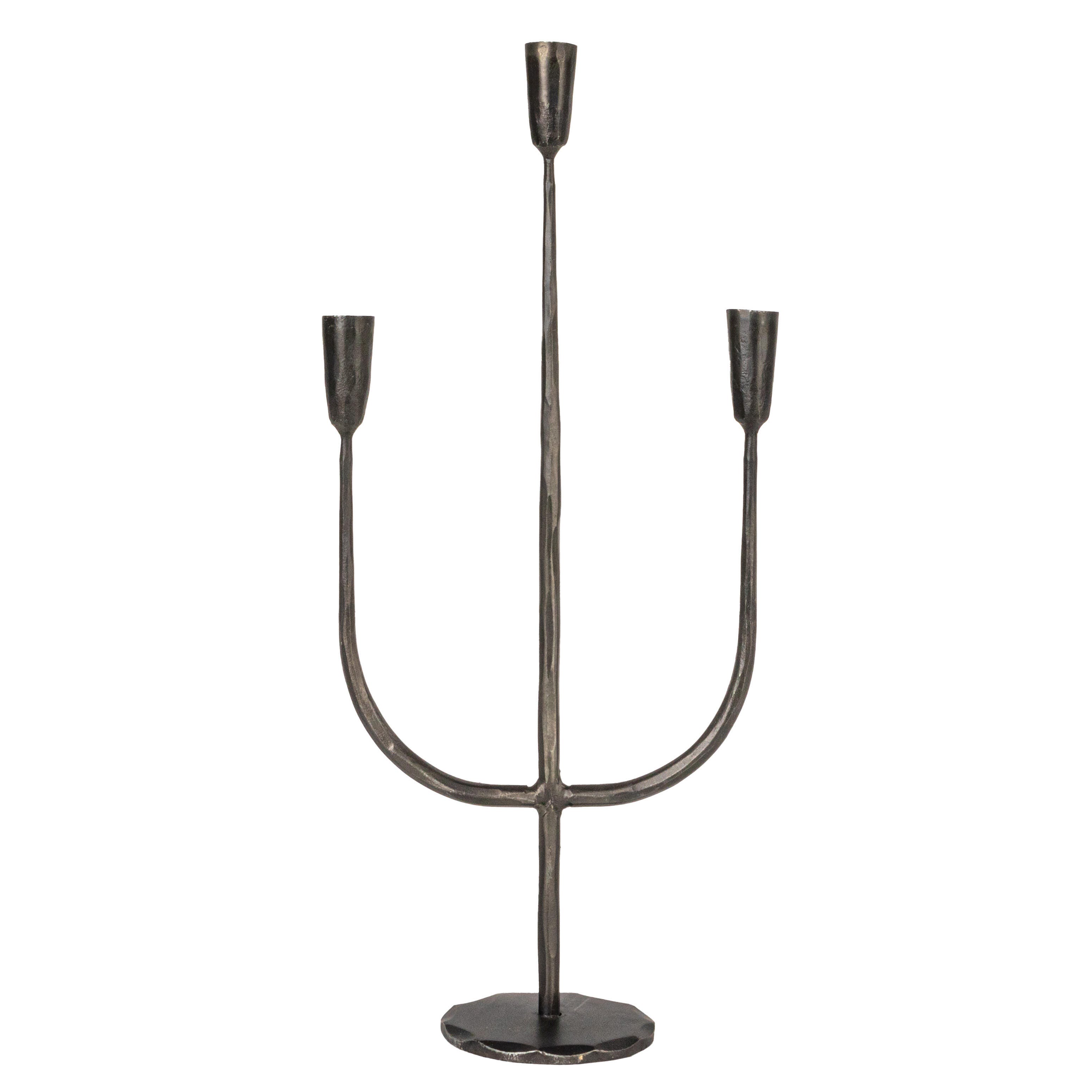 Storied Home Hand-Forged Candelabra, Black, large