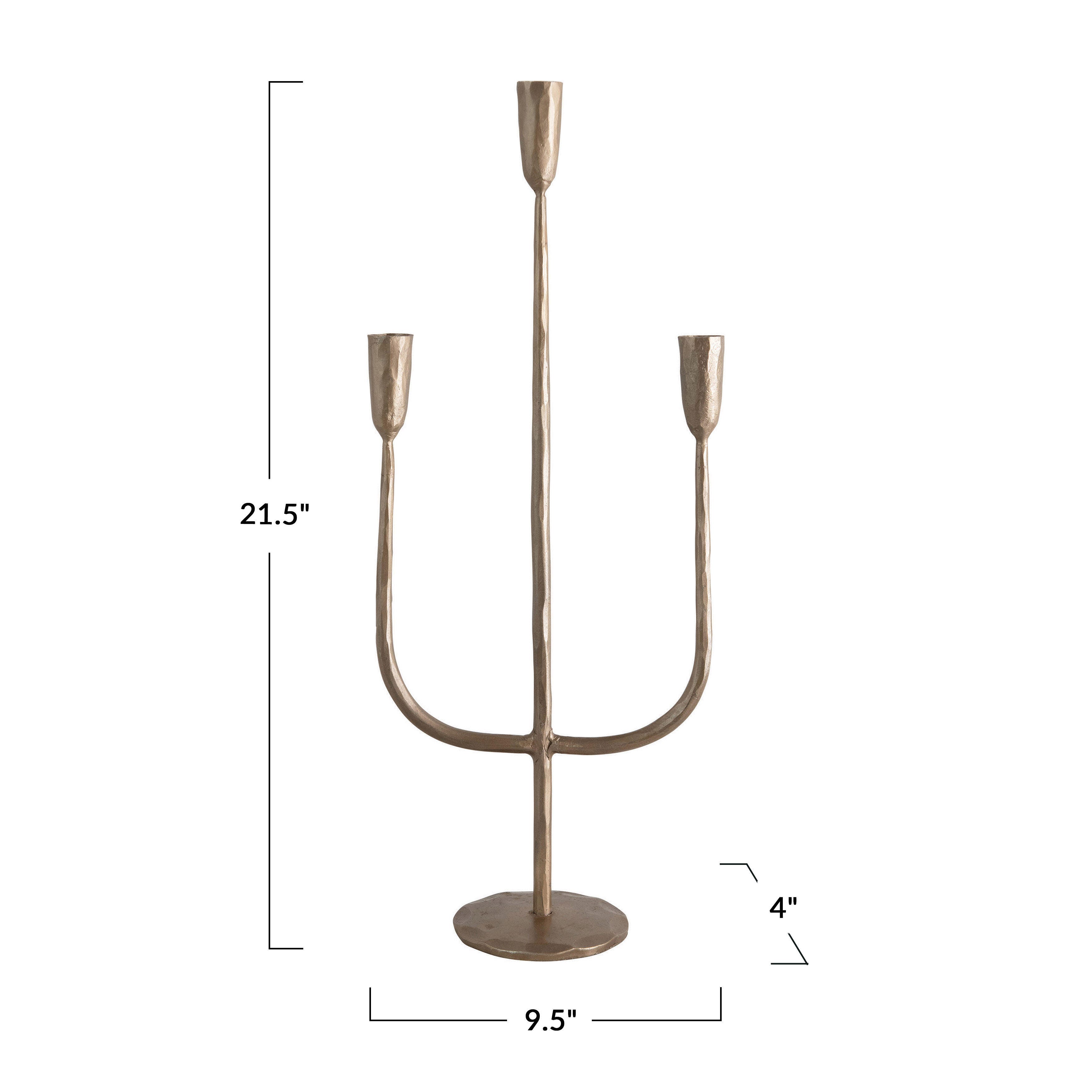 Storied Home Hand-Forged Candelabra, Brass, large