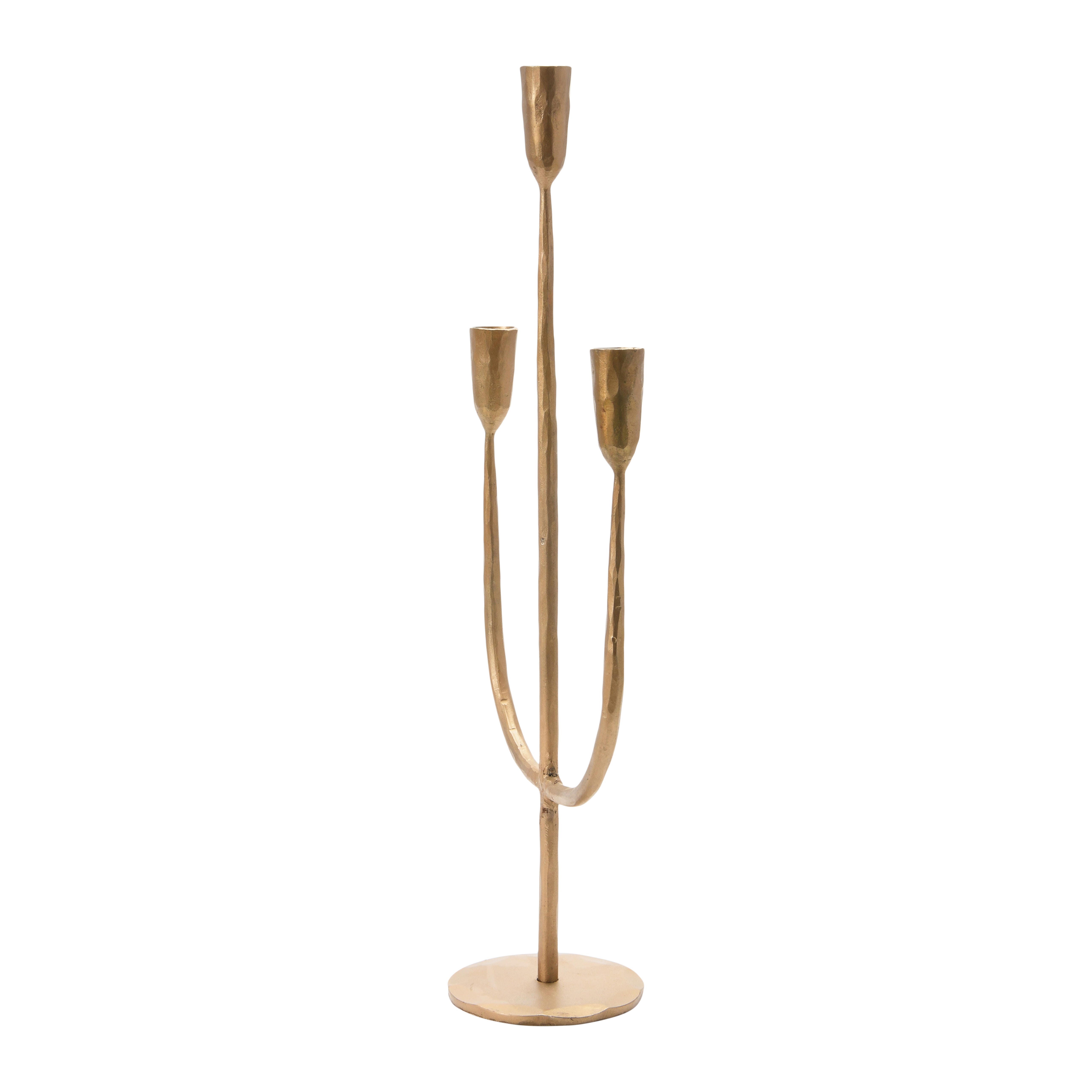 Storied Home Hand-Forged Candelabra, Brass, large