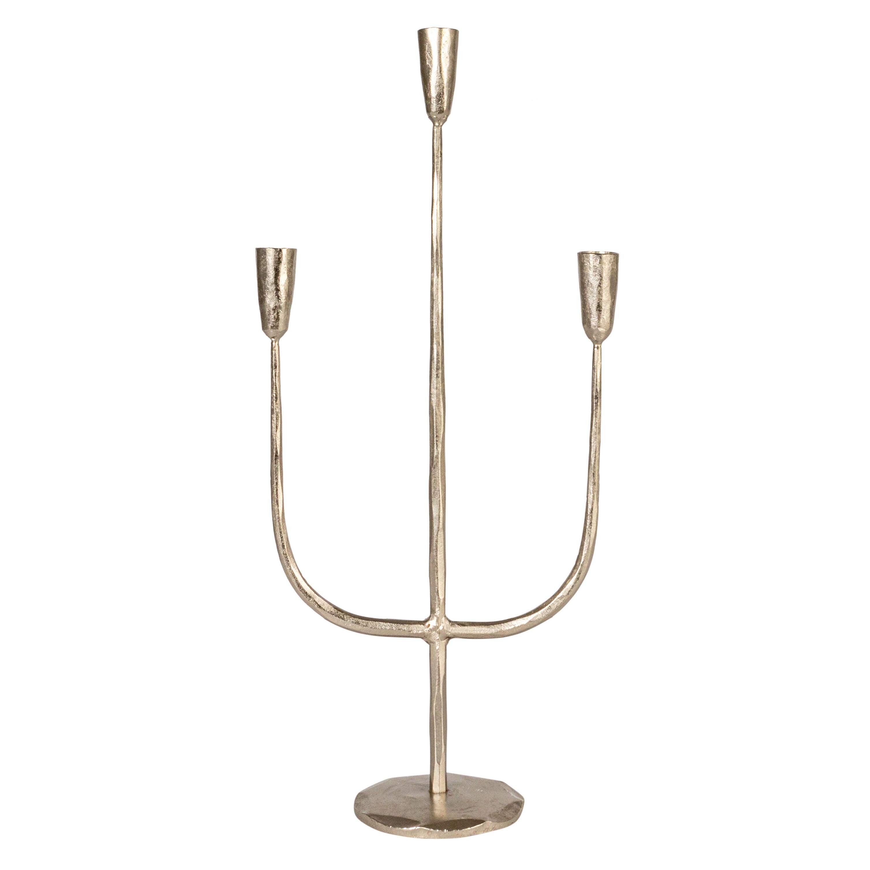 Storied Home Hand-Forged Candelabra, Silver, large