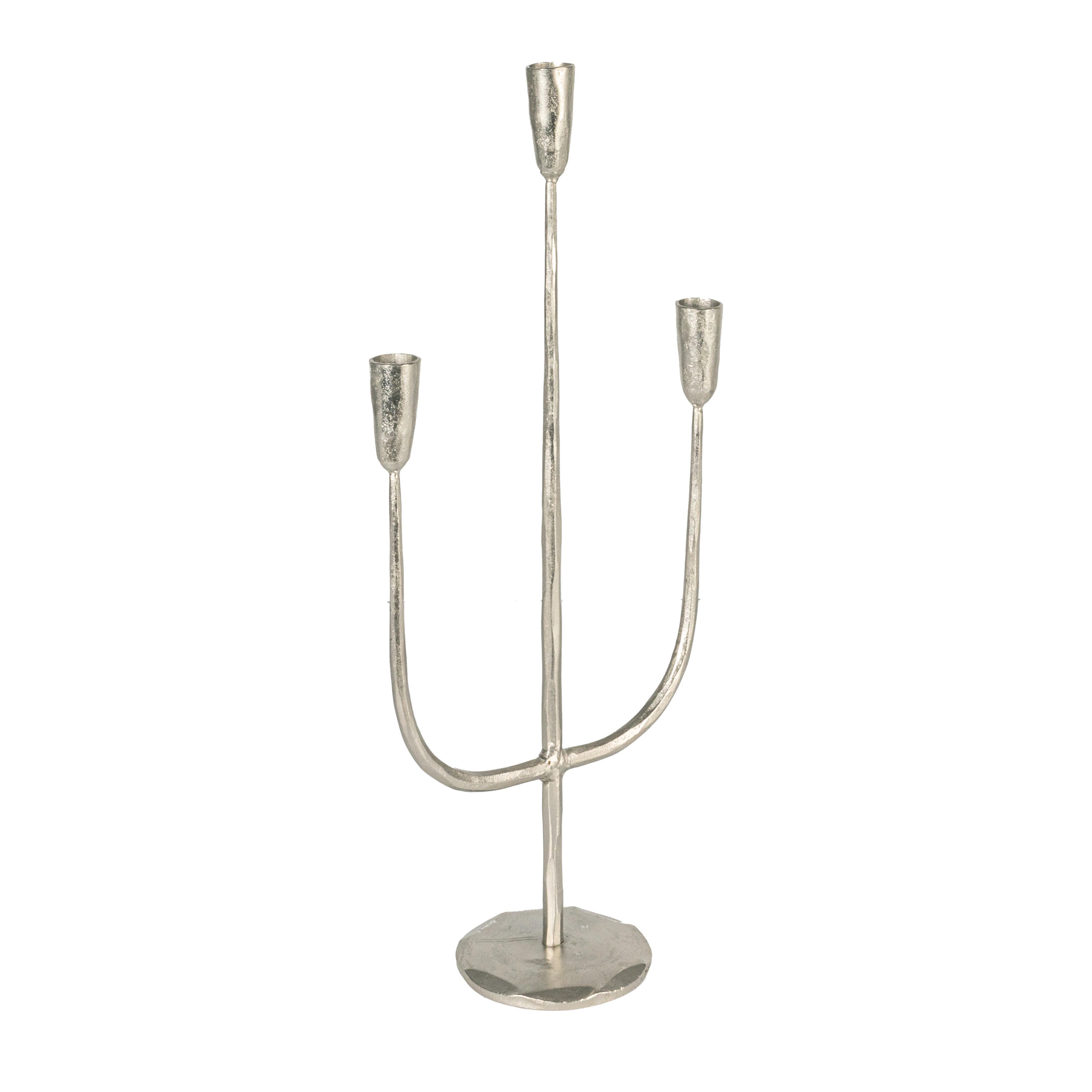 Storied Home Hand-Forged Candelabra, Silver, large