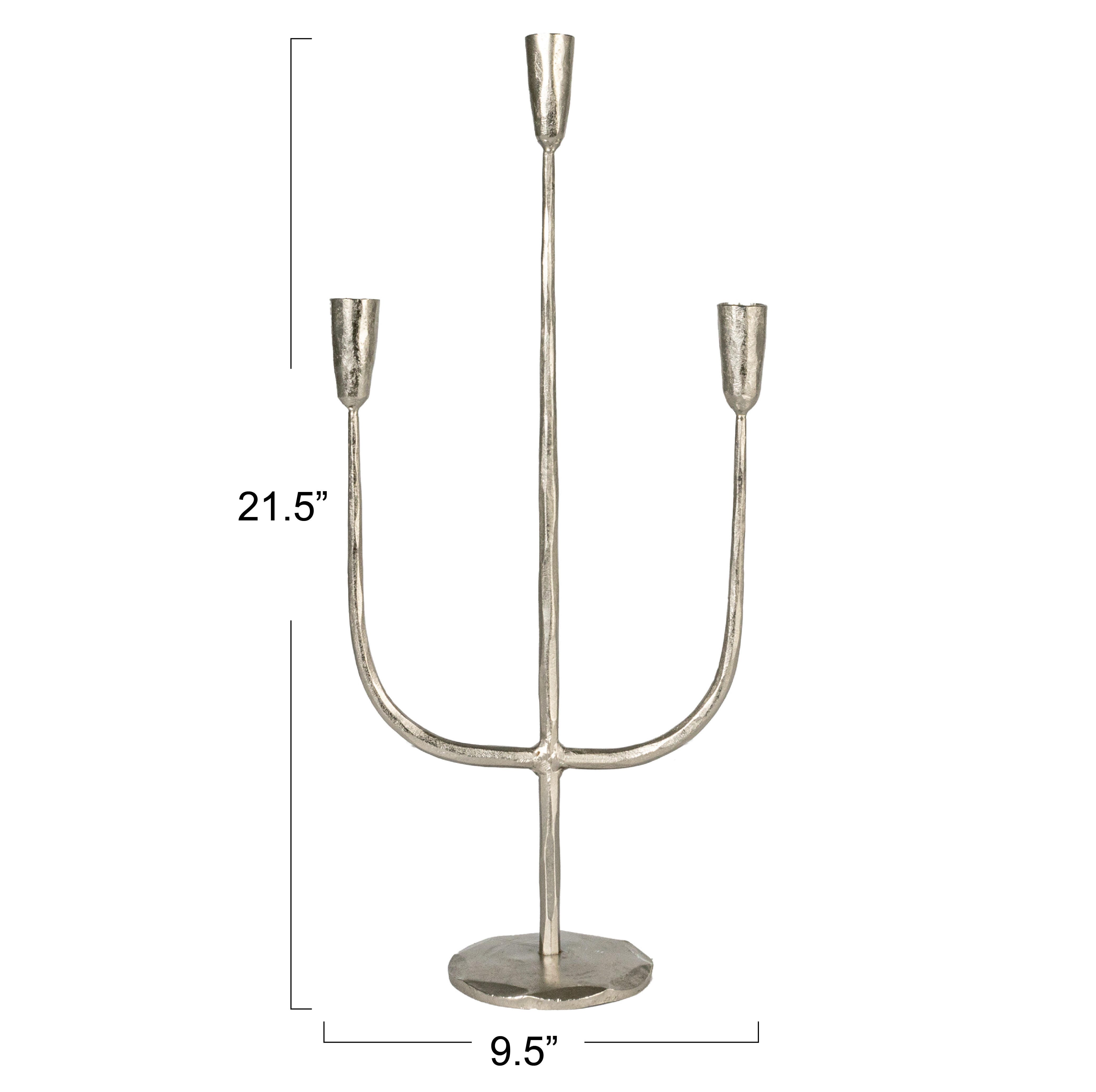 Storied Home Hand-Forged Candelabra, Silver, large