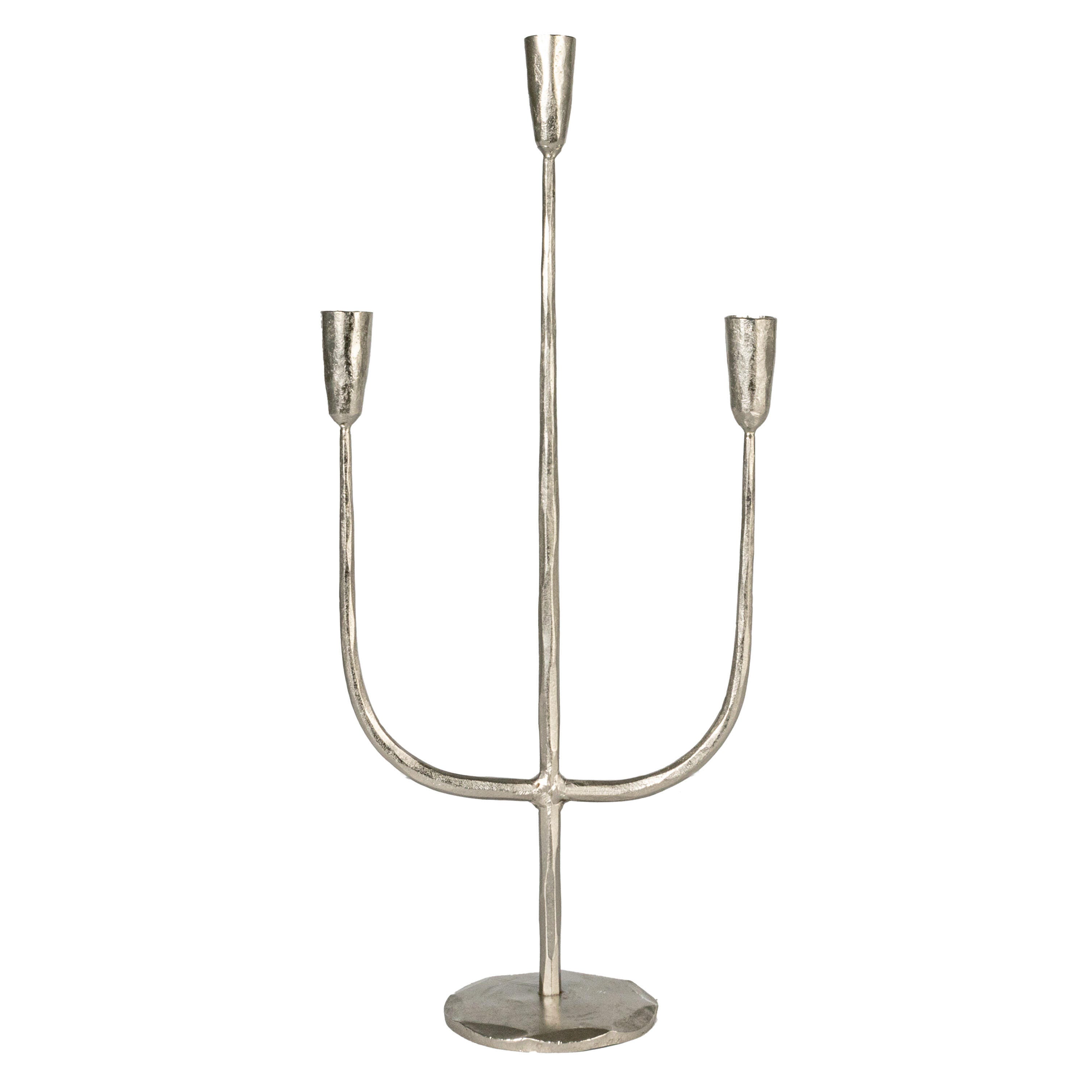 Storied Home Hand-Forged Candelabra, Silver, large