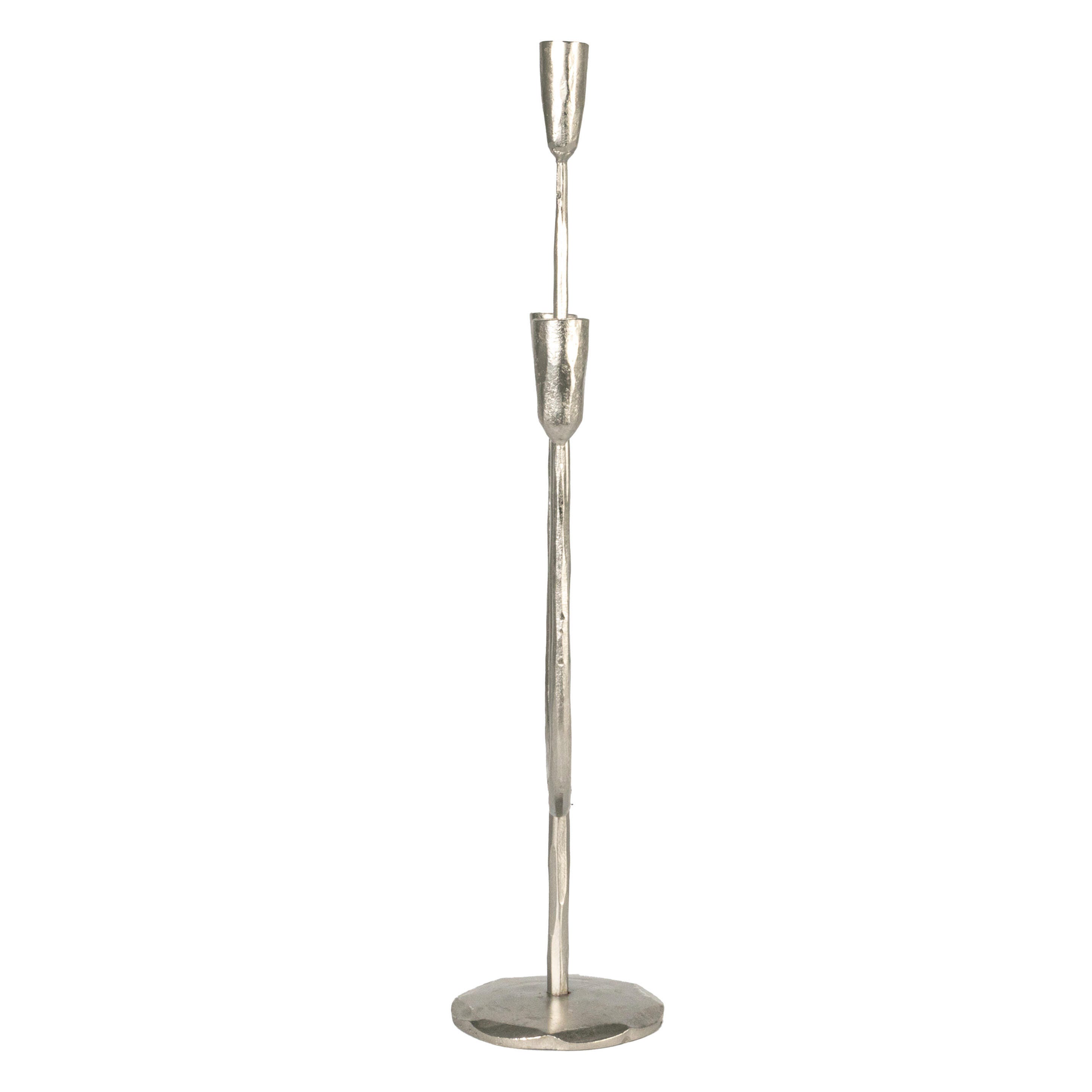 Storied Home Hand-Forged Candelabra, Silver, large