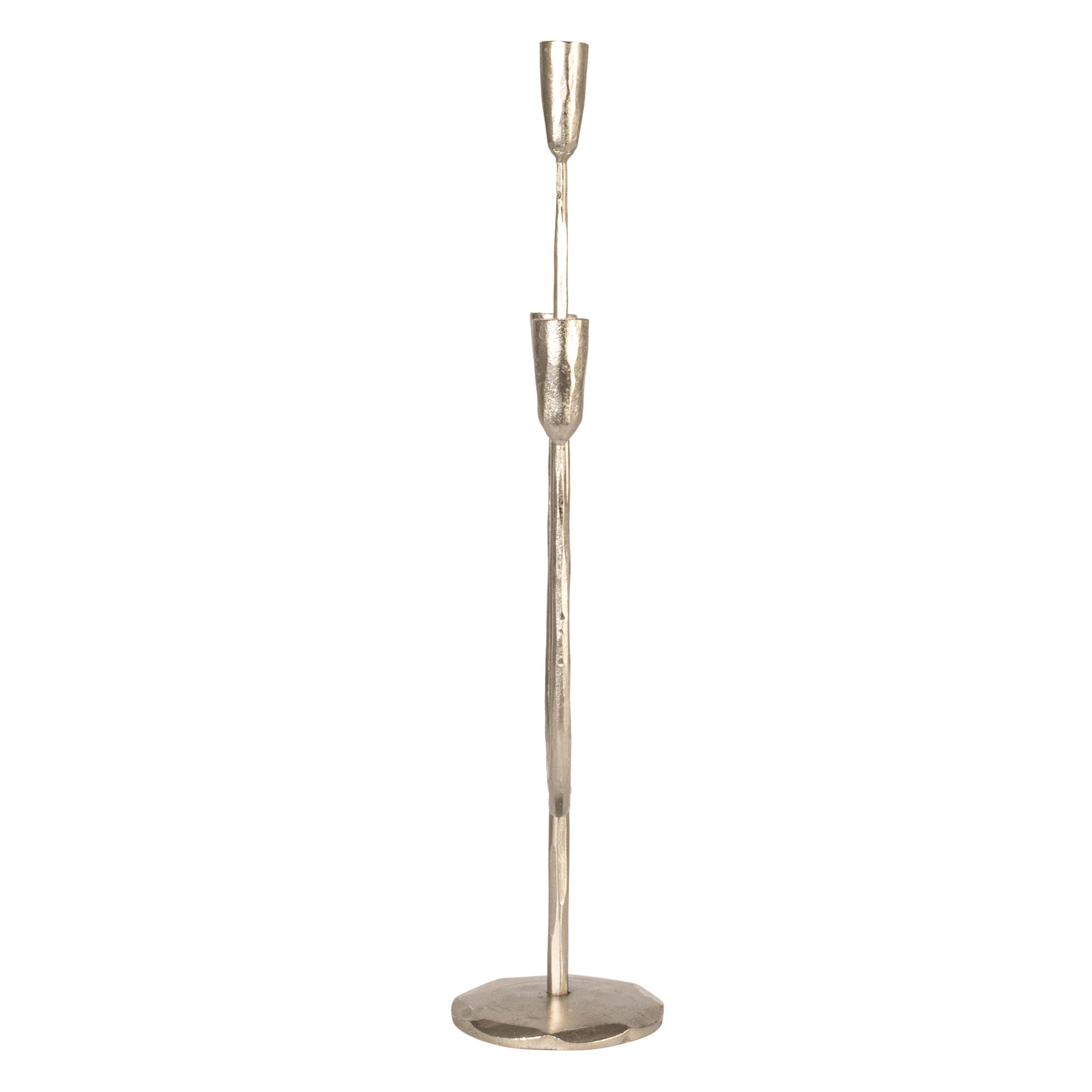 Storied Home Hand-Forged Candelabra, Silver, large