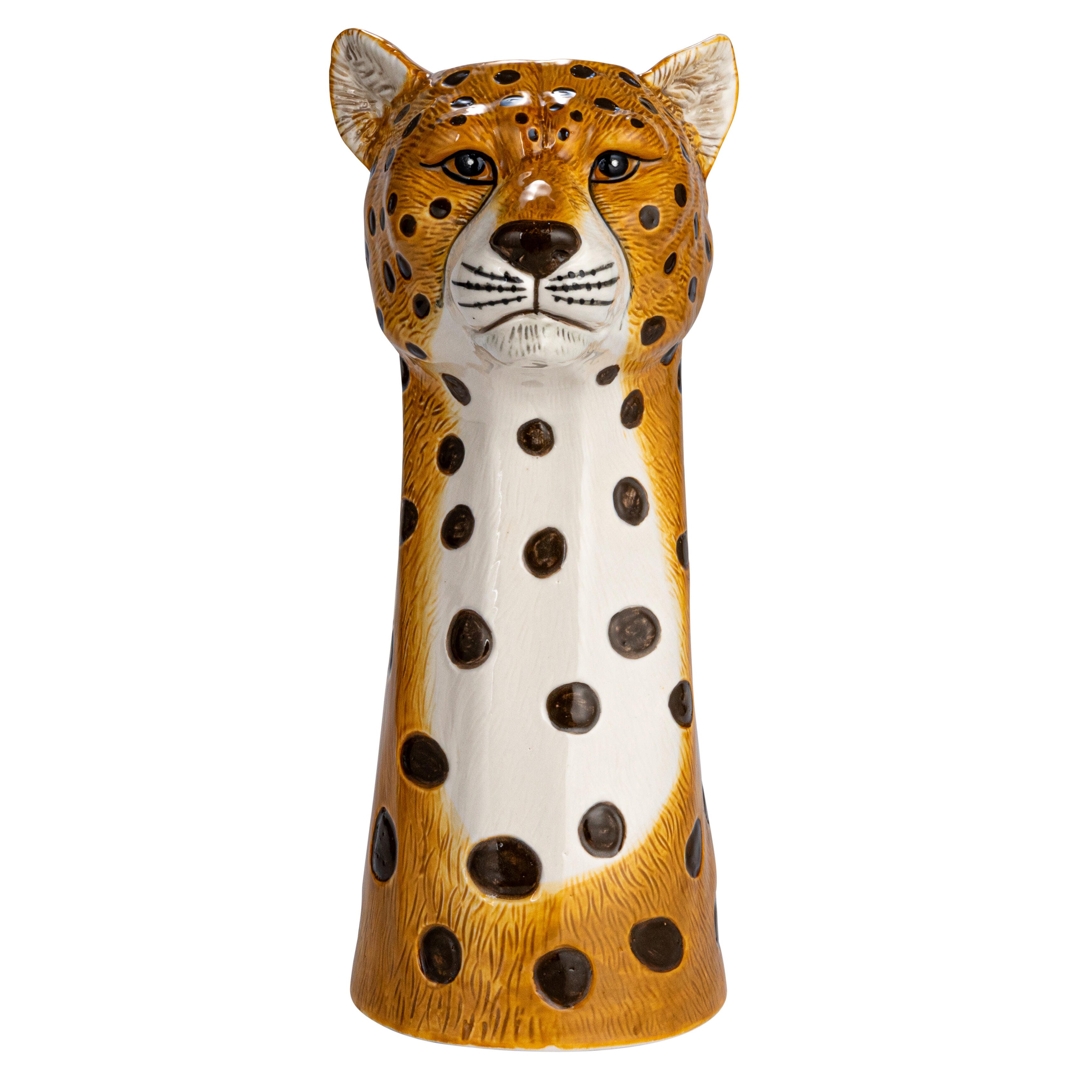 Storied Home Hand-Painted Decorative Stoneware Cheetah Vase, , large