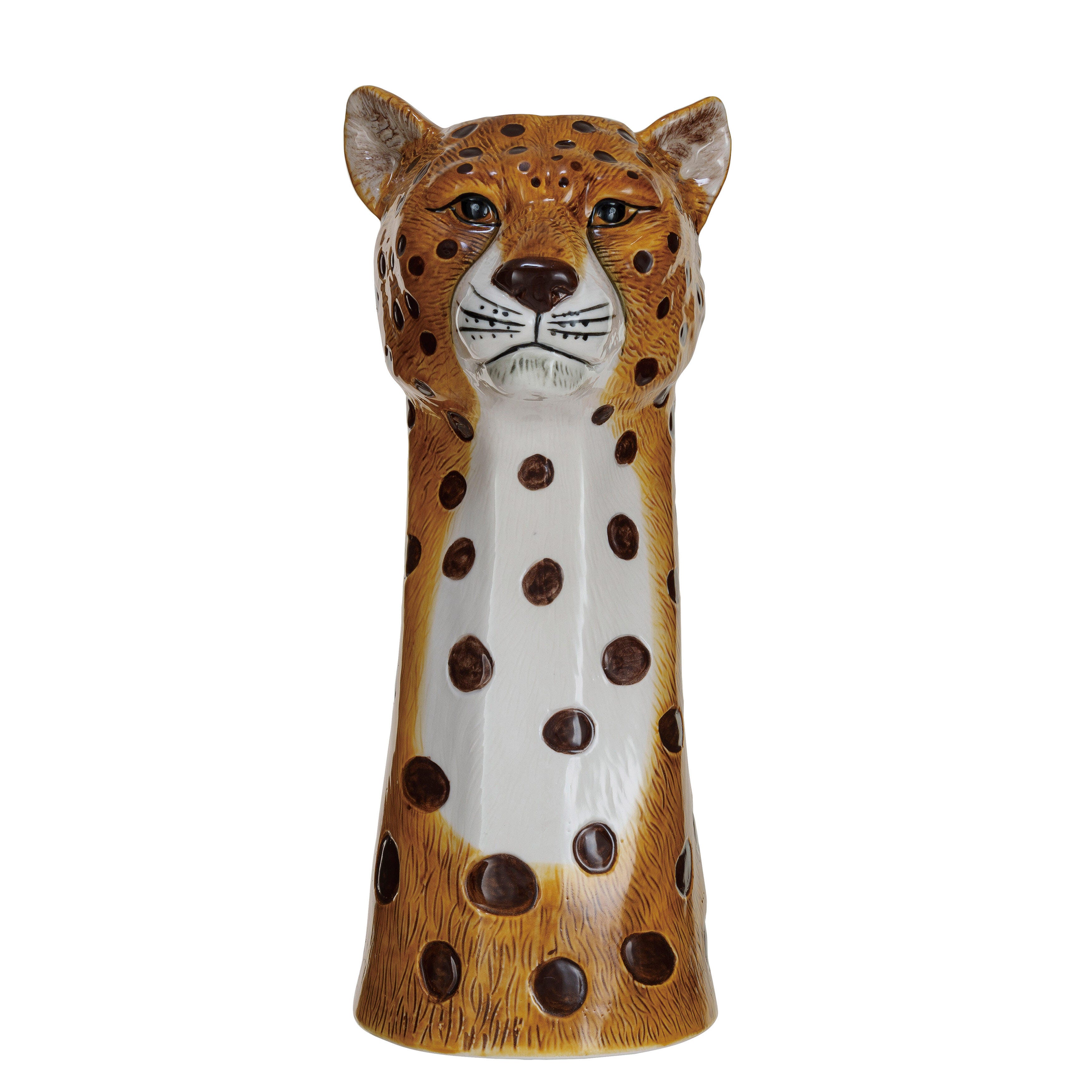 Storied Home Hand-Painted Decorative Stoneware Cheetah Vase, , large