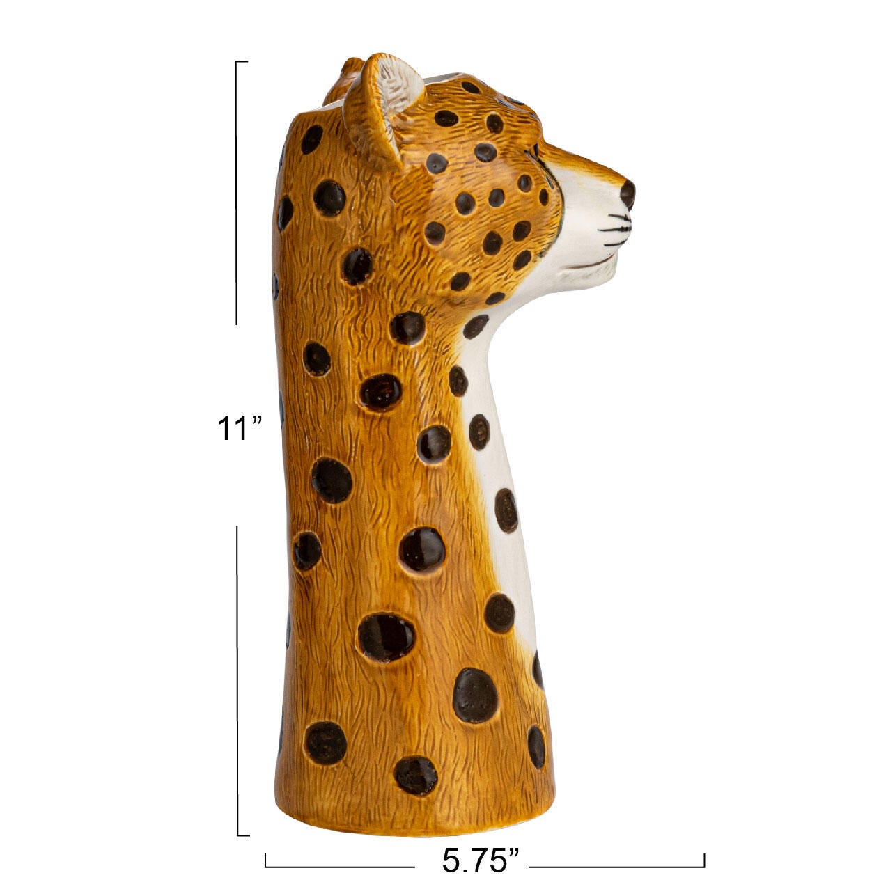 Storied Home Hand-Painted Decorative Stoneware Cheetah Vase, , large