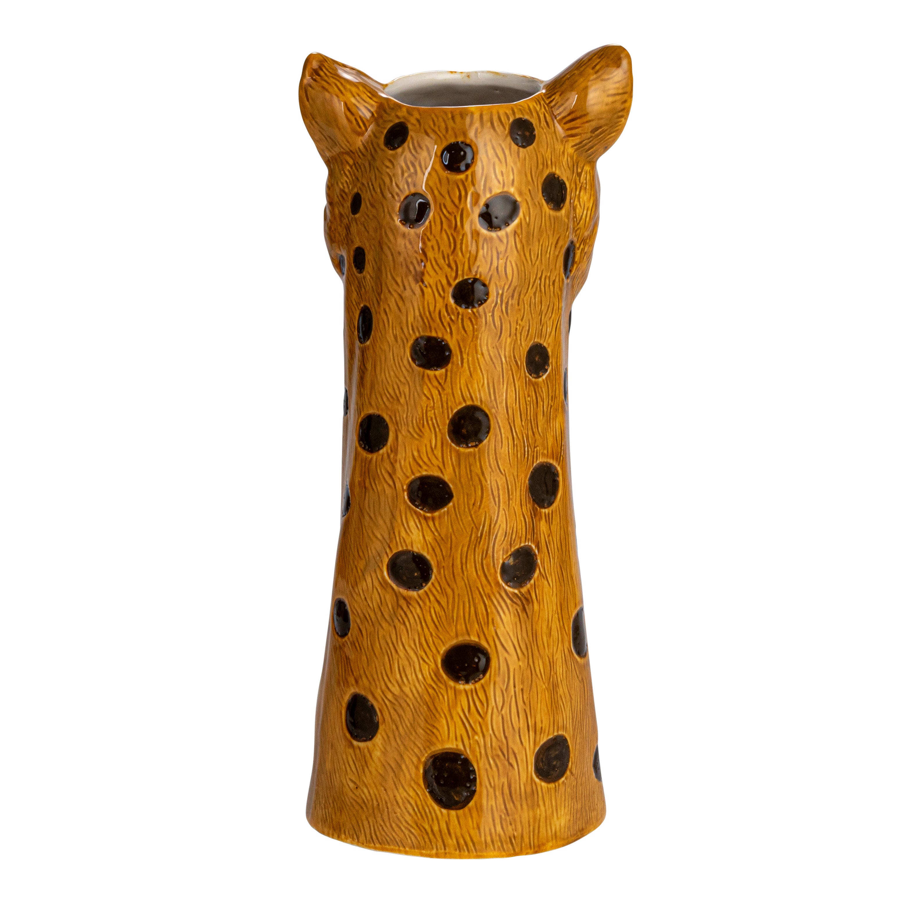 Storied Home Hand-Painted Decorative Stoneware Cheetah Vase, , large