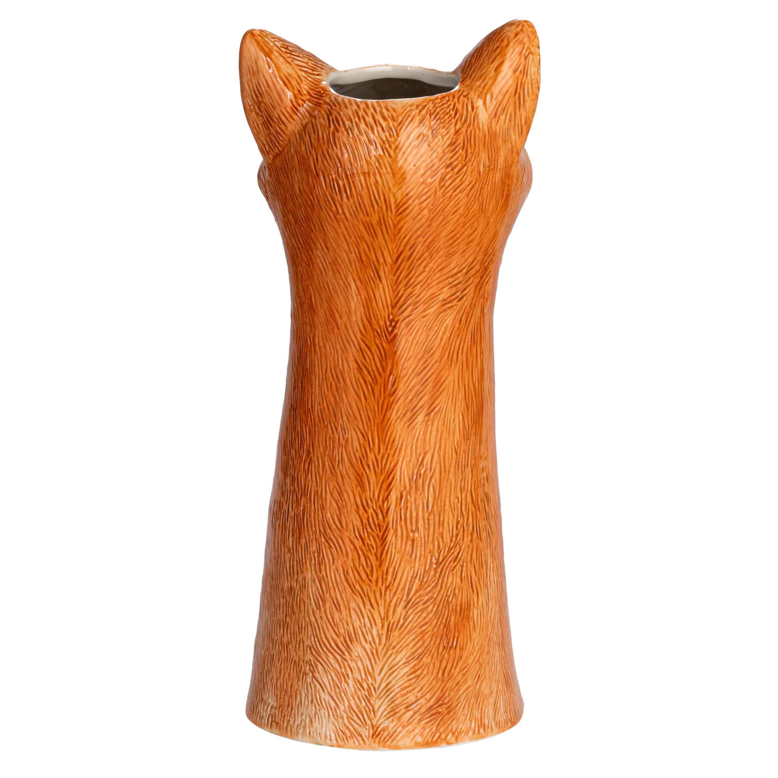 Storied Home Hand-Painted Decorative Stoneware Fox Vase, , large