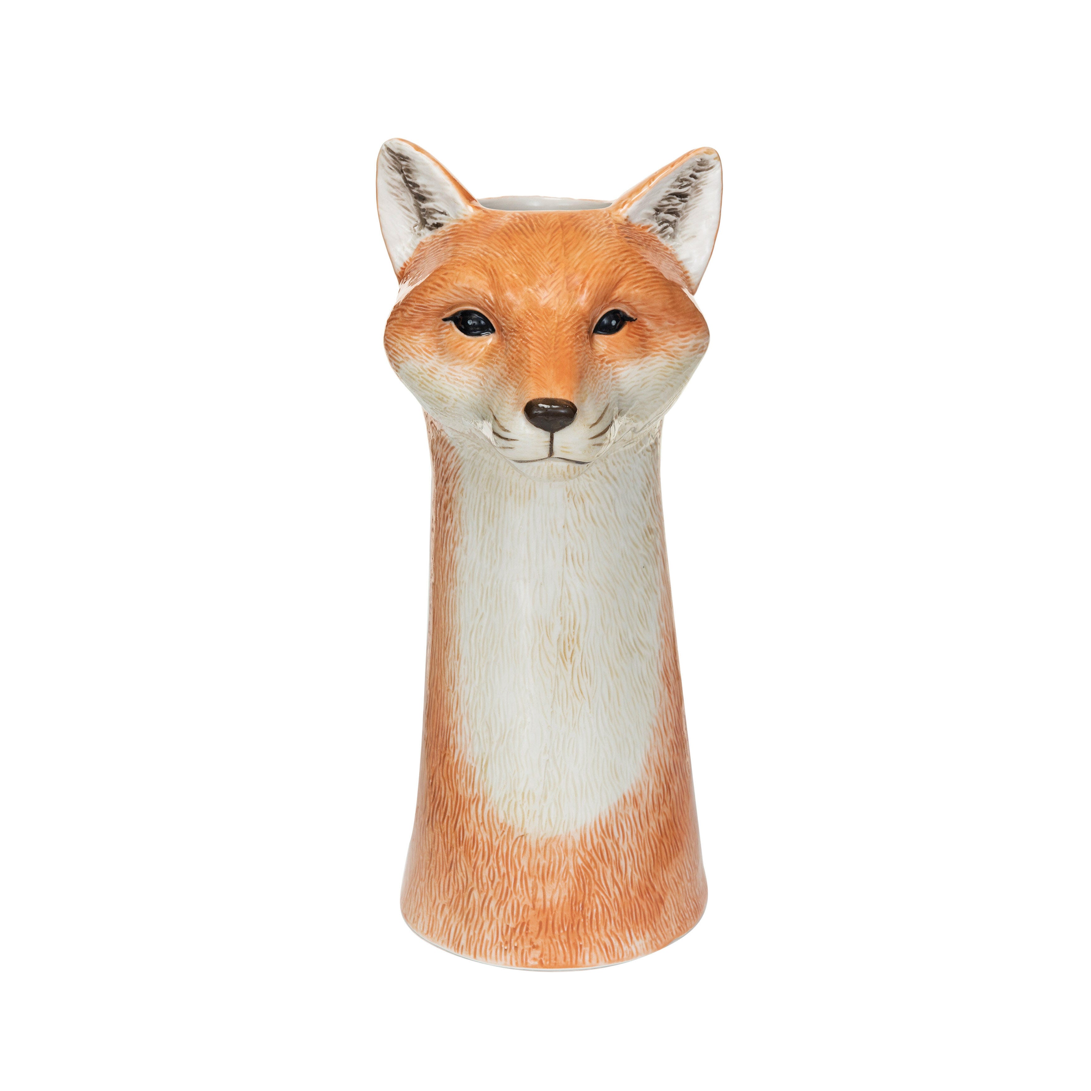 Storied Home Hand-Painted Decorative Stoneware Fox Vase, , large