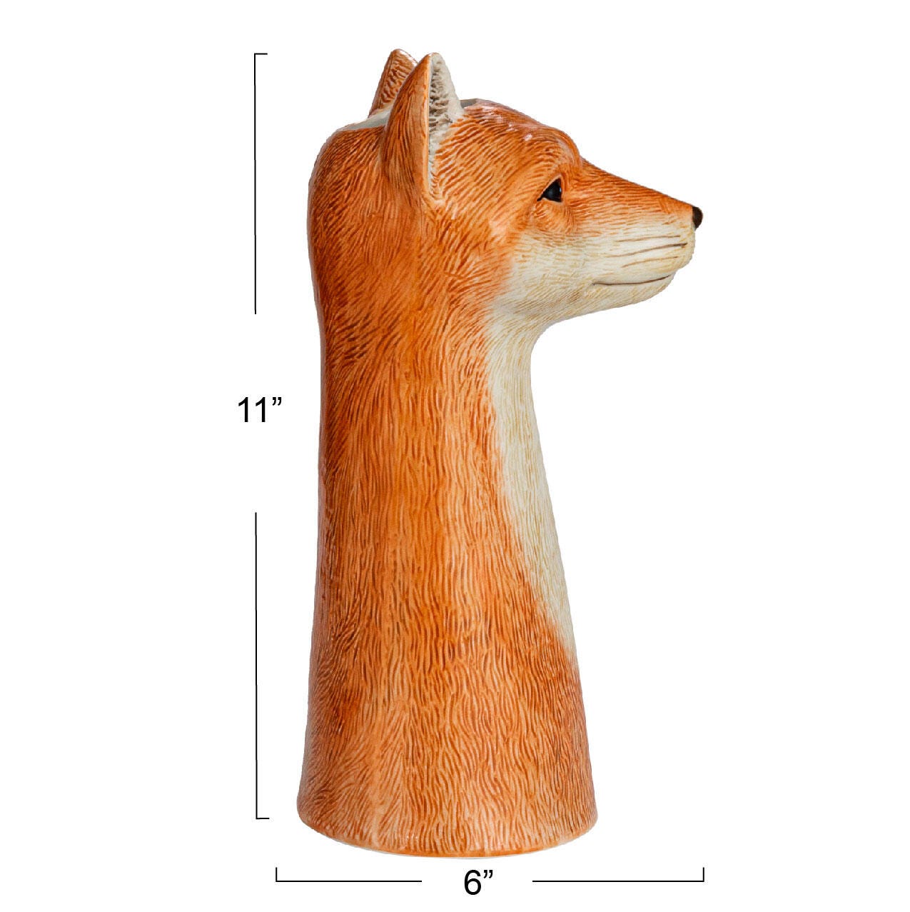 Storied Home Hand-Painted Decorative Stoneware Fox Vase, , large