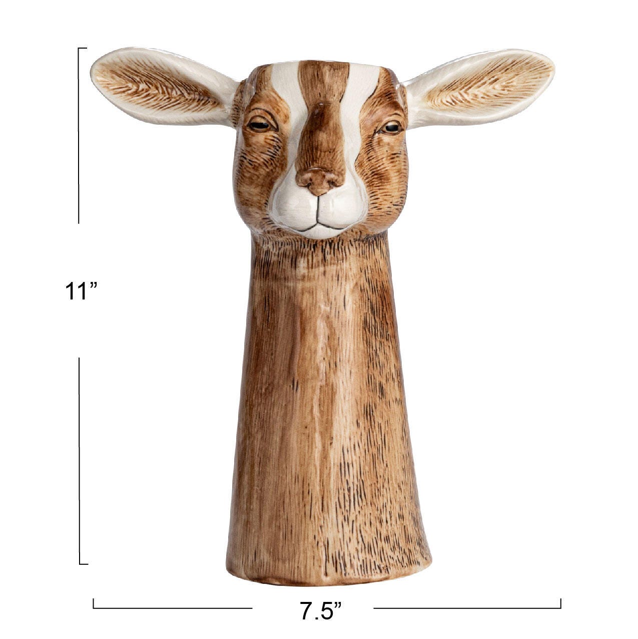 Storied Home Hand-Painted Decorative Stoneware Goat Vase, , large