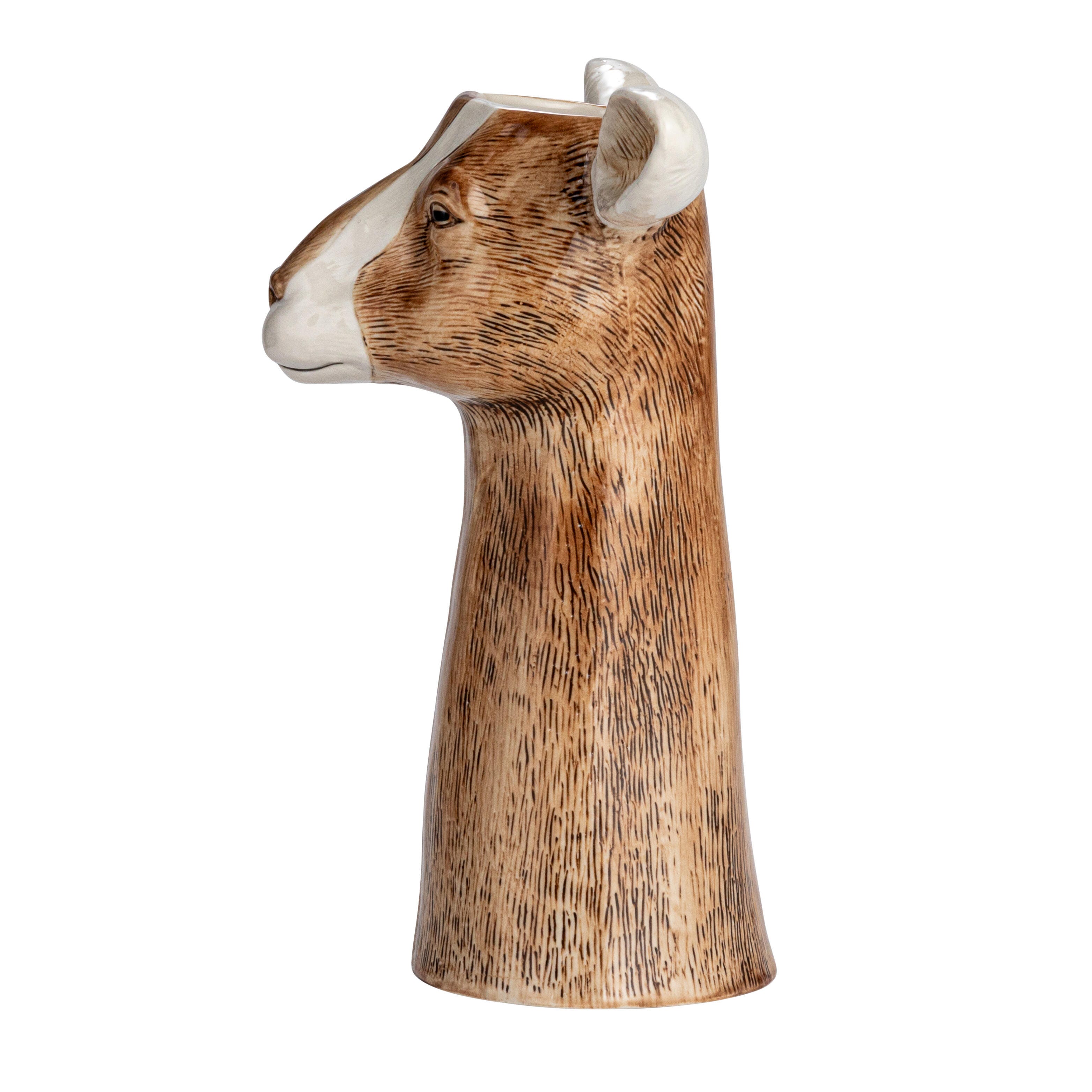 Storied Home Hand-Painted Decorative Stoneware Goat Vase, , large