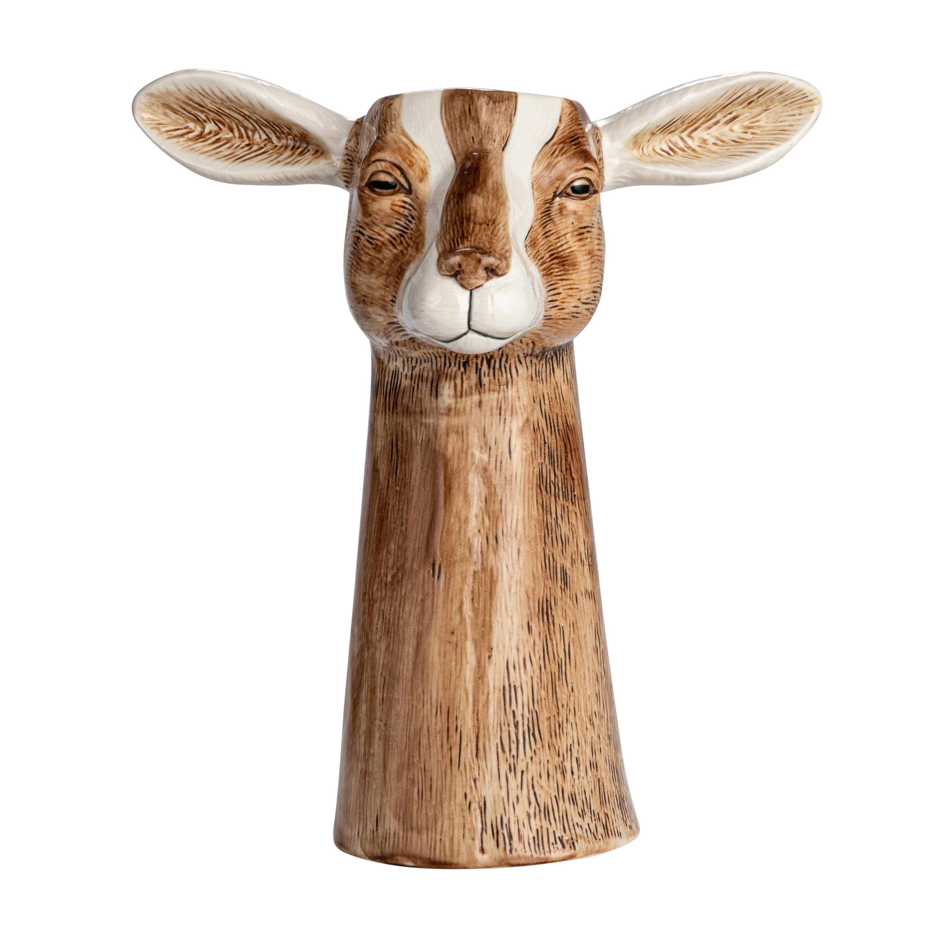 Storied Home Hand-Painted Decorative Stoneware Goat Vase, , large