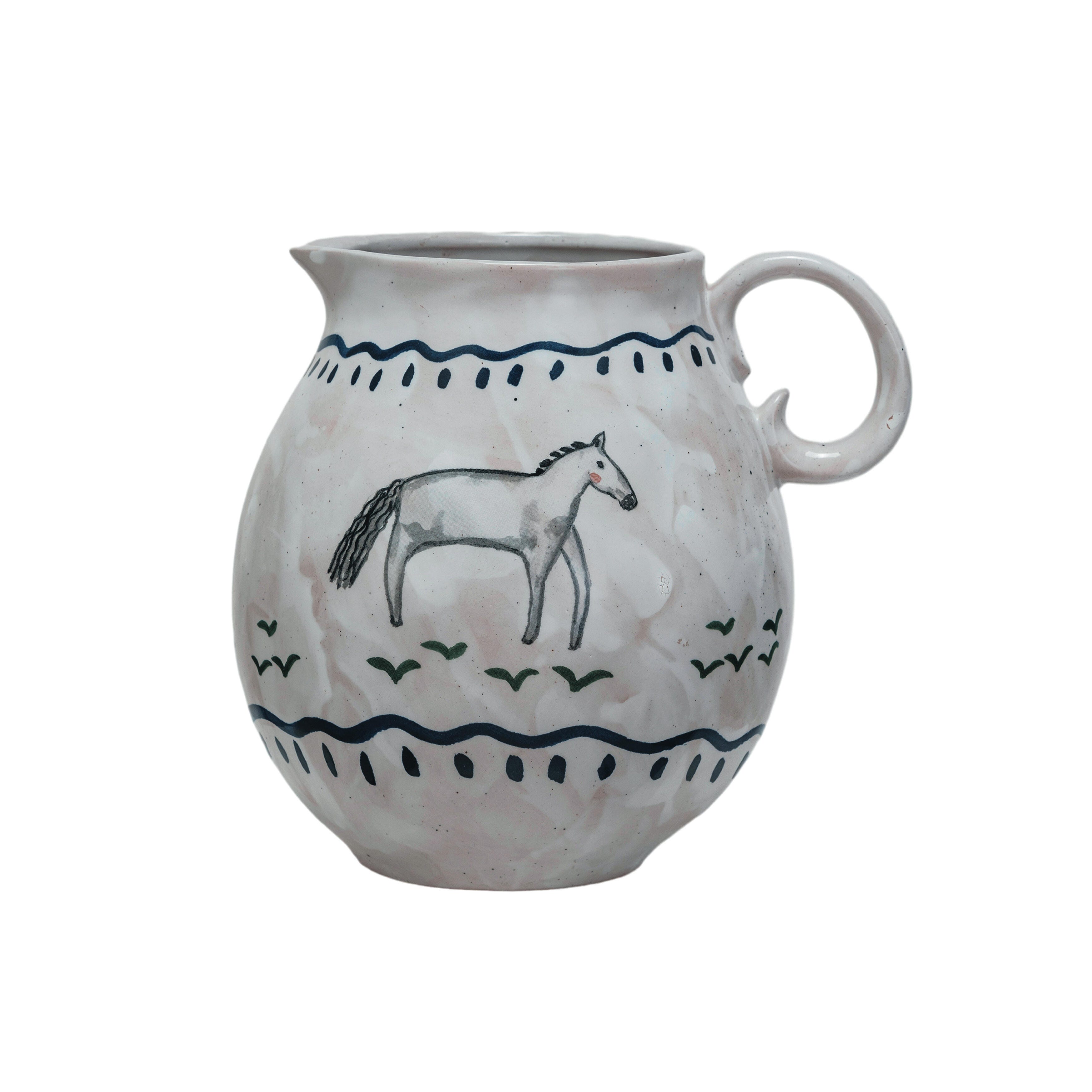 Storied Home Stoneware Horse Pitcher, , large