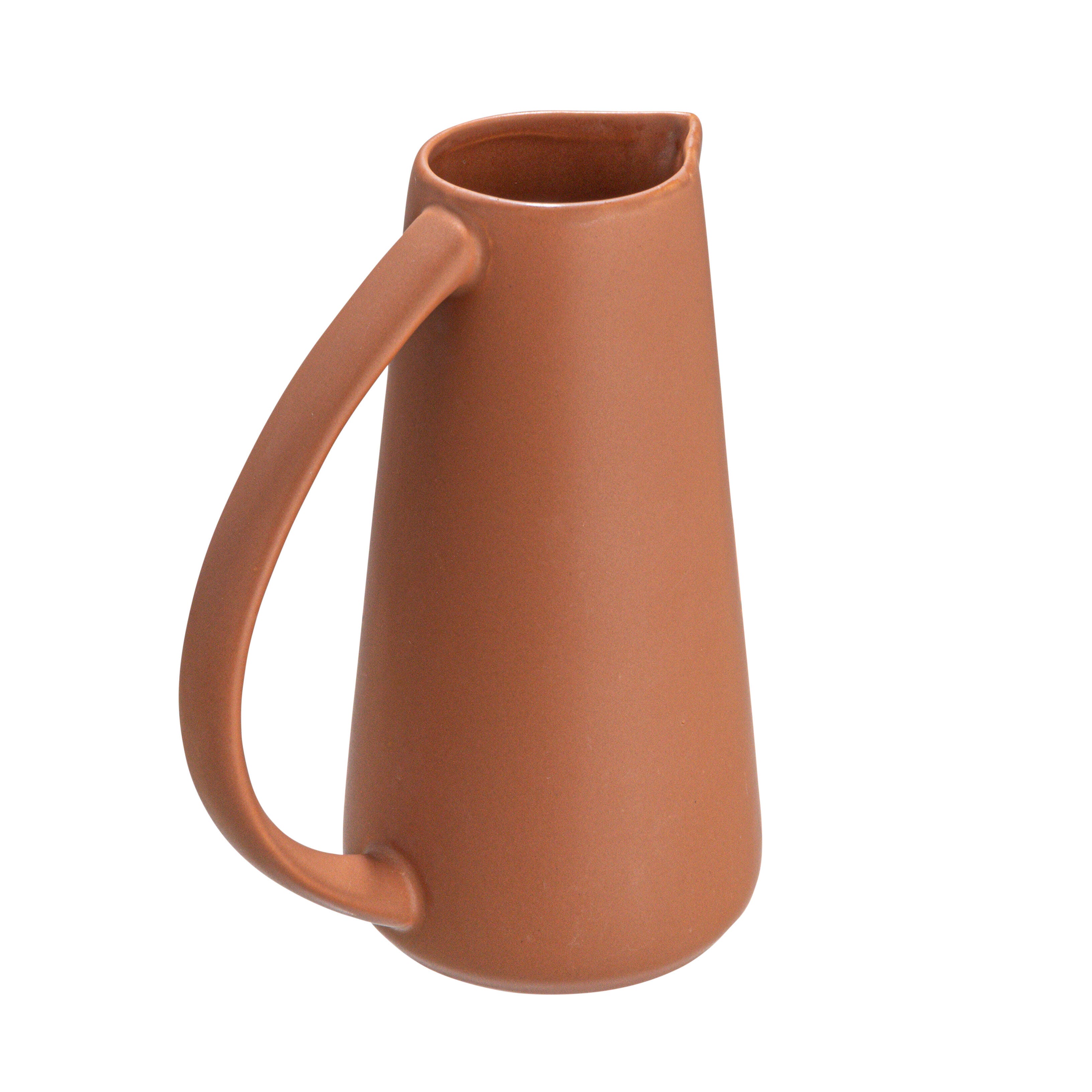 Storied Home Modern Stoneware Pitcher, Terracotta, large