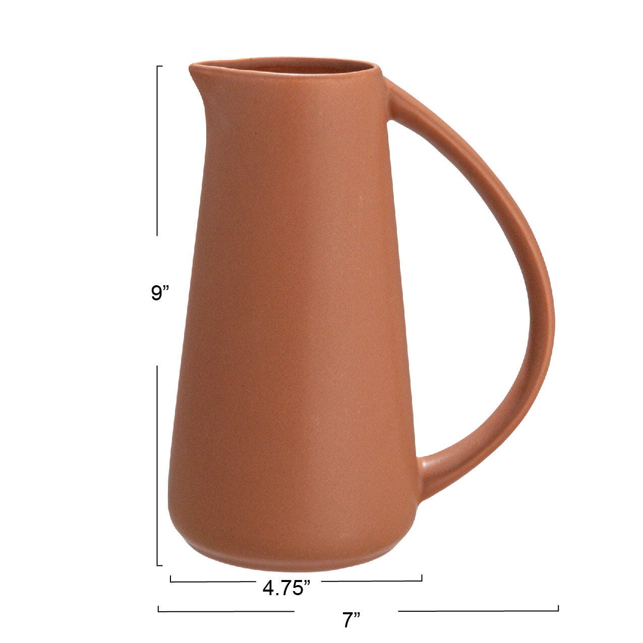 Storied Home Modern Stoneware Pitcher, Terracotta, large